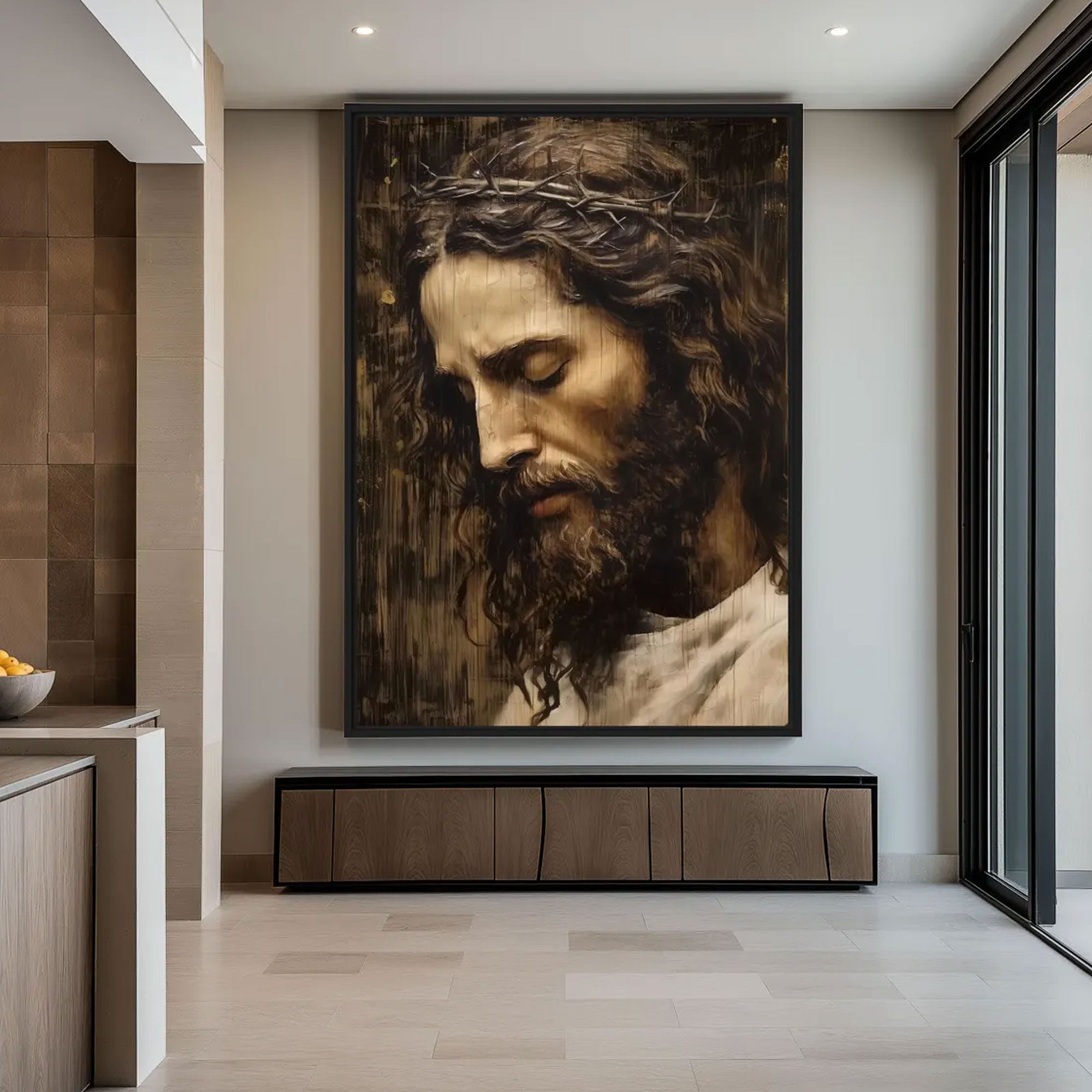 Jesus Christ Portrait Canvas Print, Religious Christian Wall Decor, Inspirational Faith Home Artwork