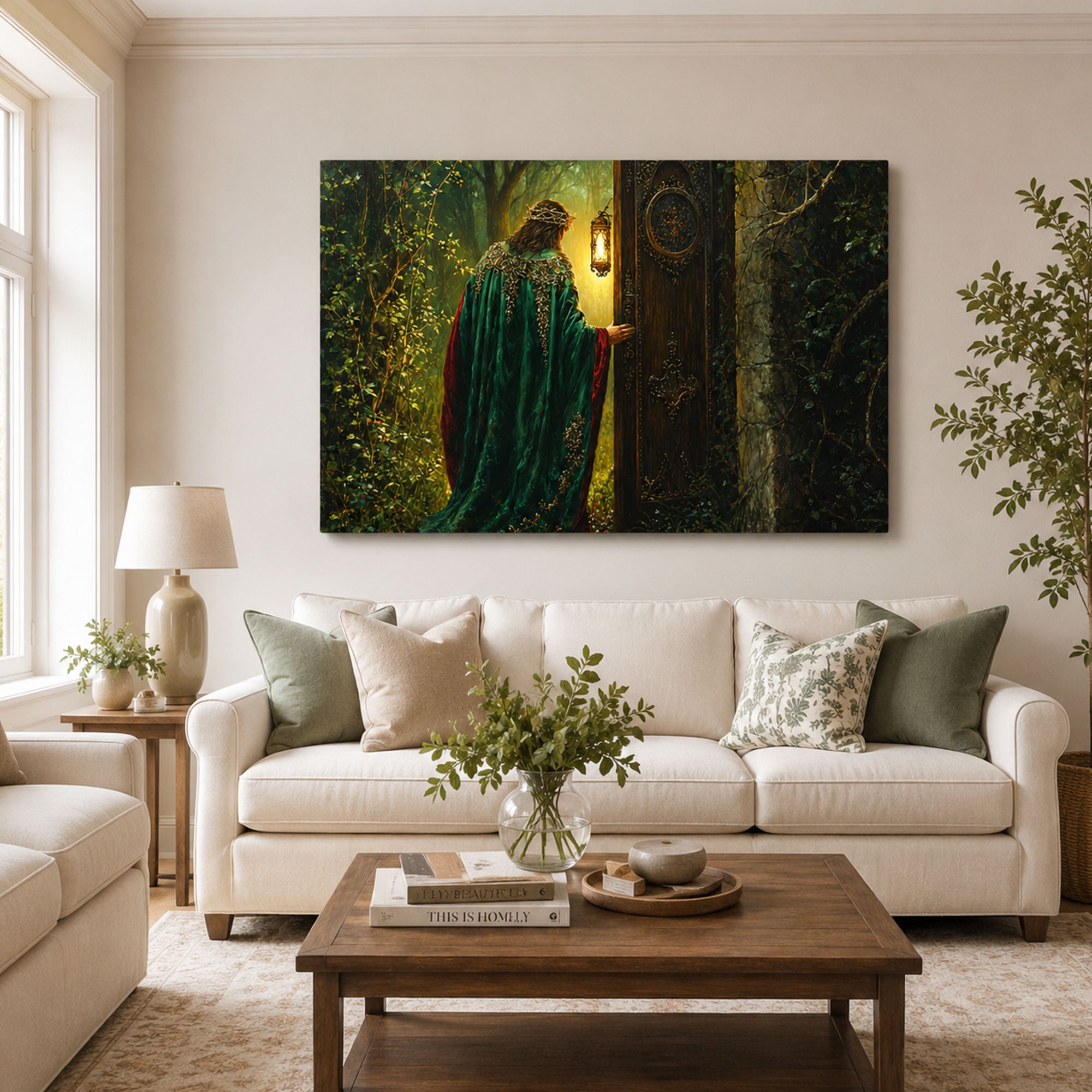 Christ at the Door with Lantern Canvas Print, Faith Home Decor