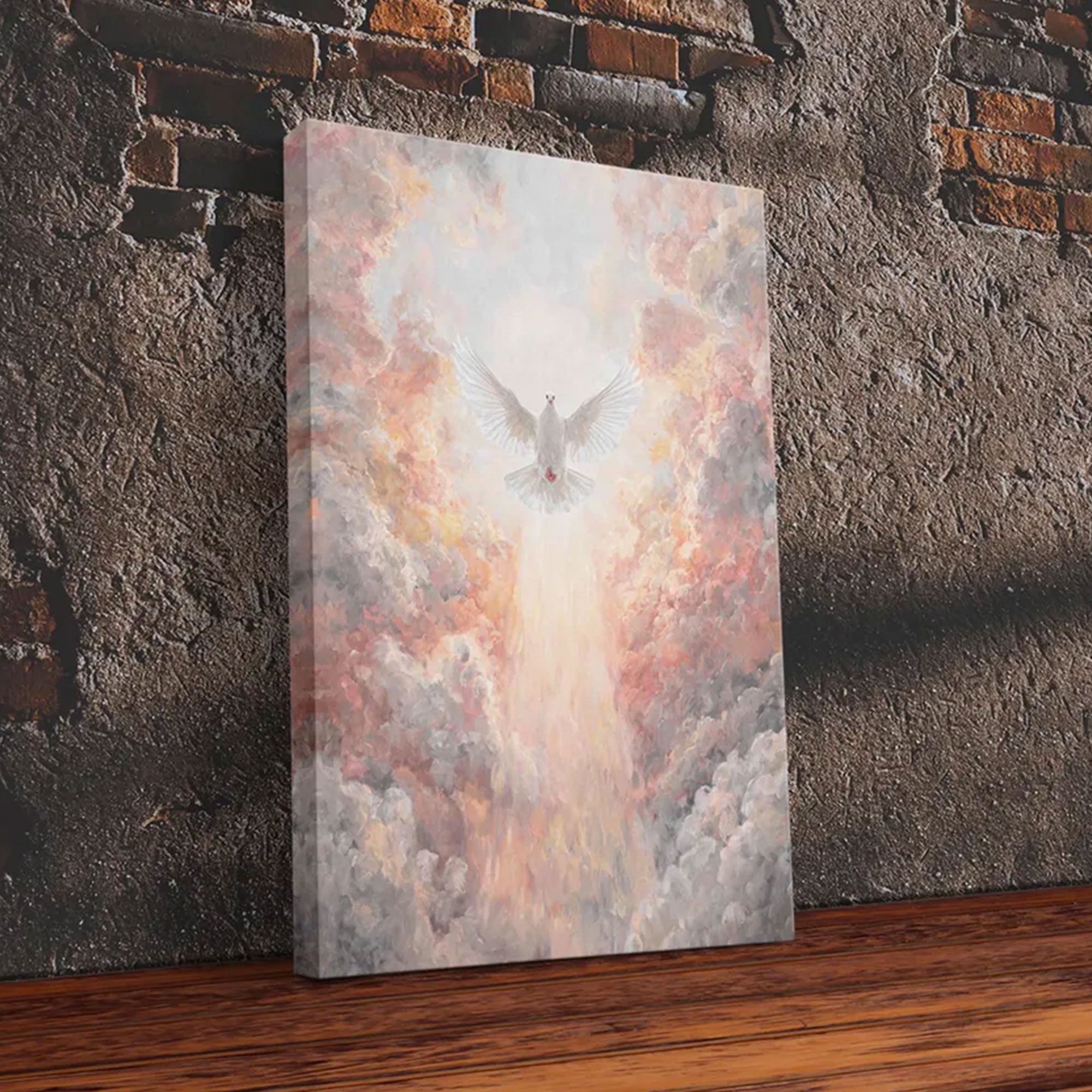 Ascension Glory Canvas Print, Heavenly Jesus Christian Wall Art, Large Spiritual Faith Decor for Home or Church