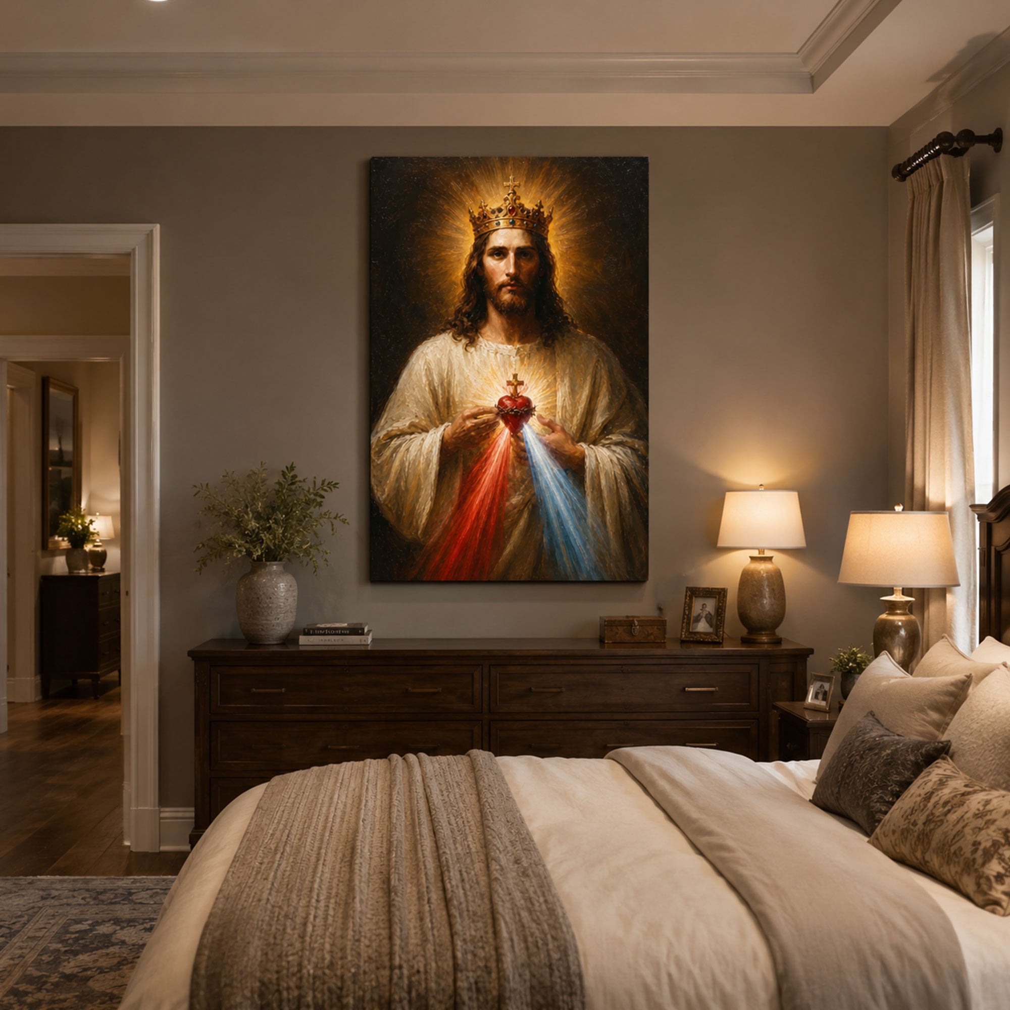 Divine Mercy Jesus Canvas Print Christ the King Sacred Heart Christian Wall Art Faith Home Decor