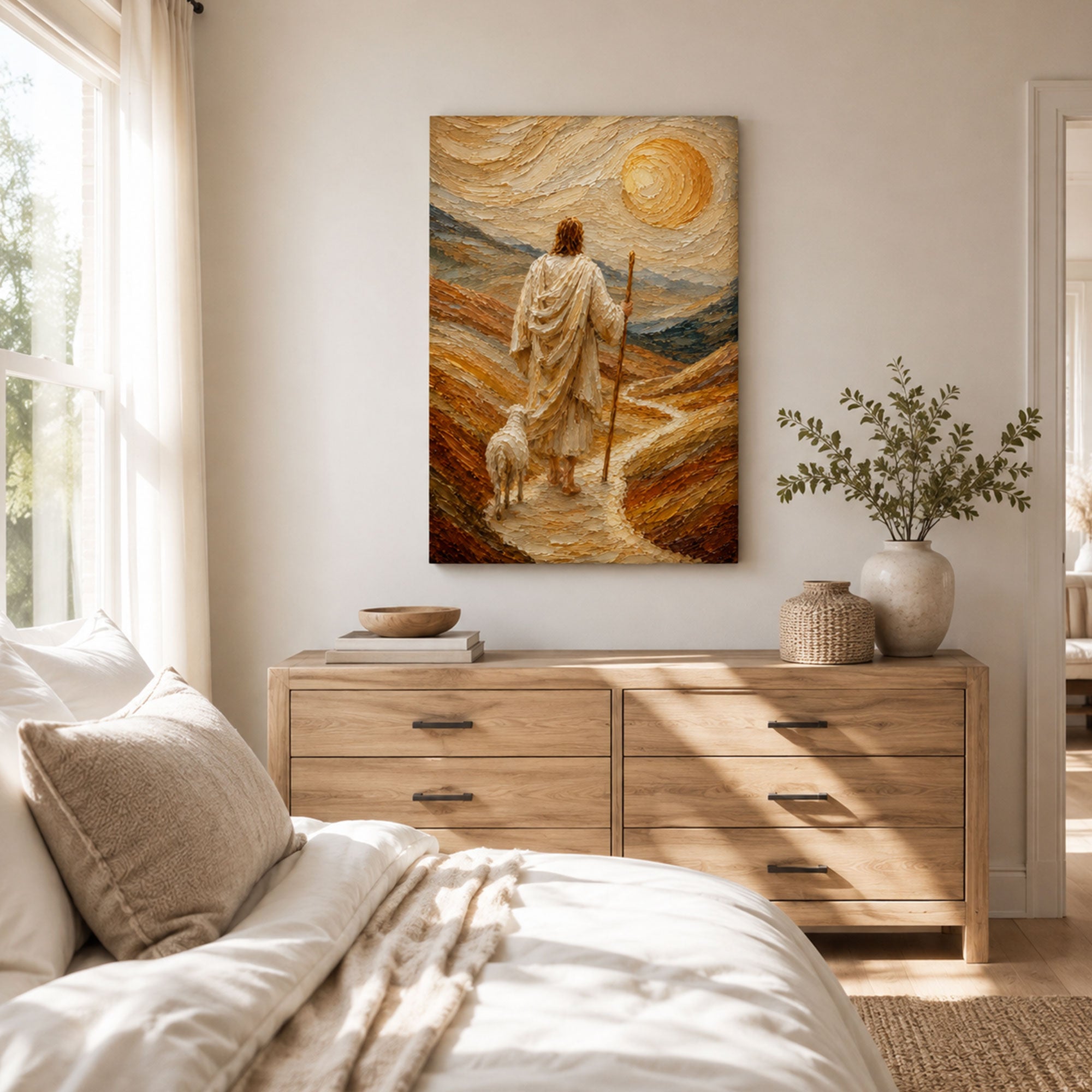 Jesus the Good Shepherd Canvas Print, Psalm 23 Christian Wall Decor, Follow Him Faith Gift