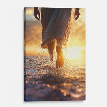 Jesus Christ Walking on Water Canvas Print, Inspirational Christian Wall Art, Biblical Faith Decor for Home and Church