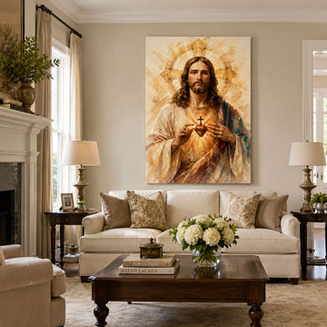 Sacred Heart of Jesus Canvas Print, Christian Devotion Wall Art, Catholic Religious Home Decor, Inspirational Faith Gift