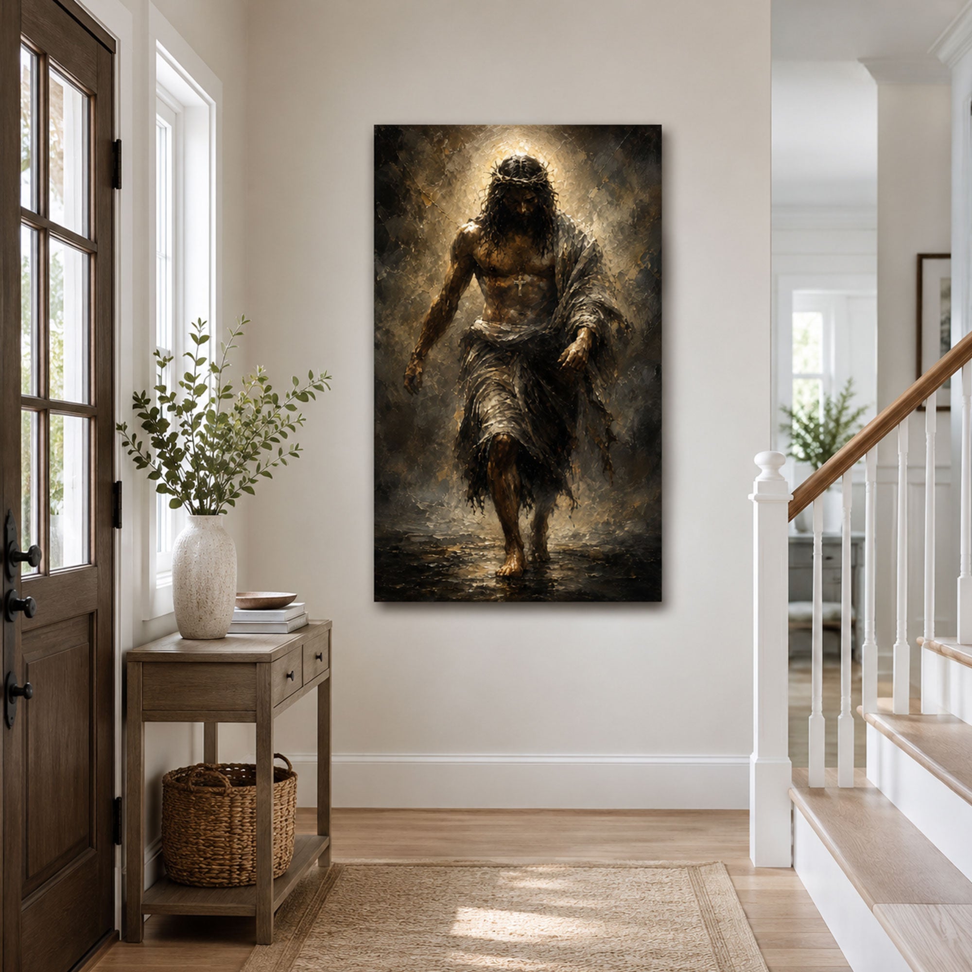Jesus Crown of Thorns Canvas Print, Man of Sorrows Christian Wall Decor, Catholic Faith Gift