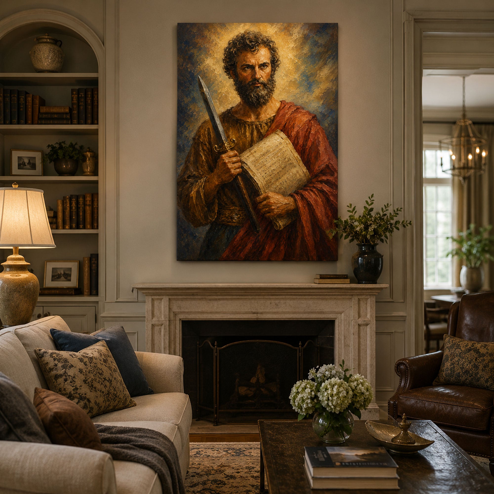 Saint Paul with Sword Canvas Print, Catholic Apostle Wall Art, Faith Home Decor Gift