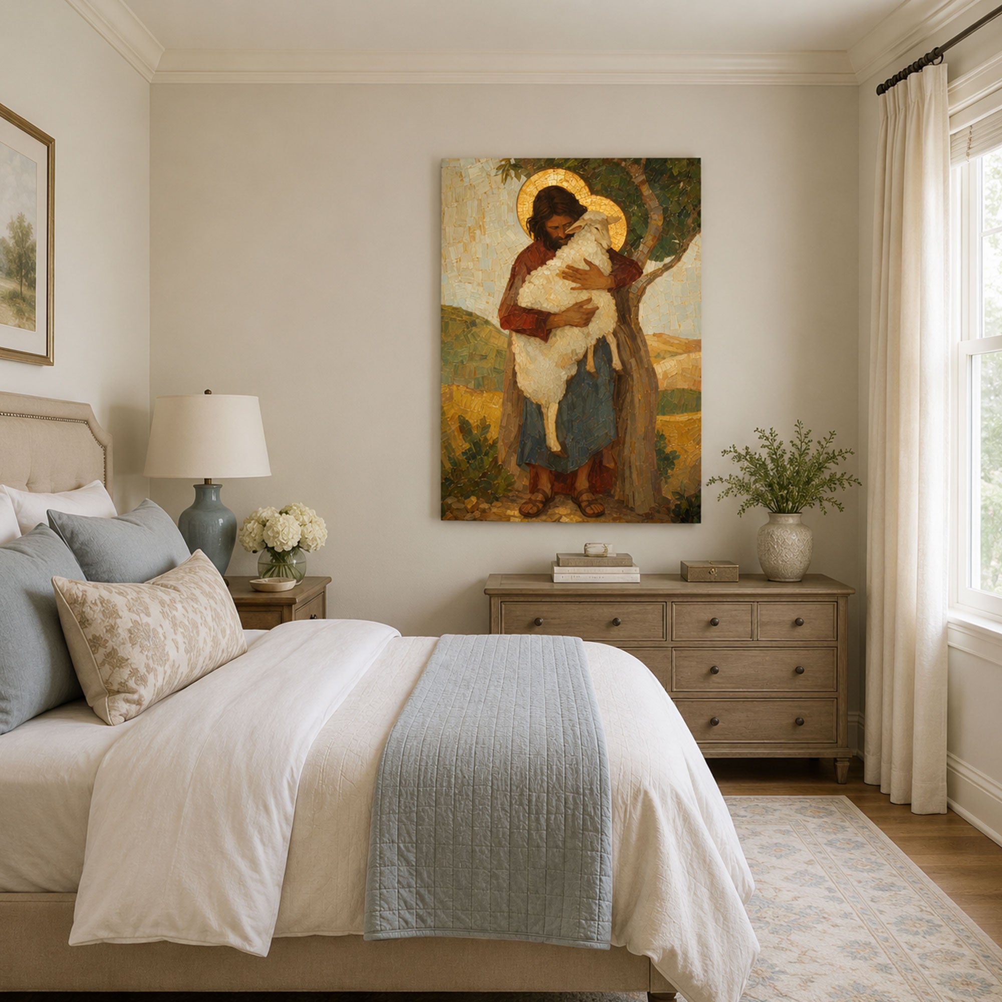 Jesus the Good Shepherd Canvas Print, Christian Home Decor