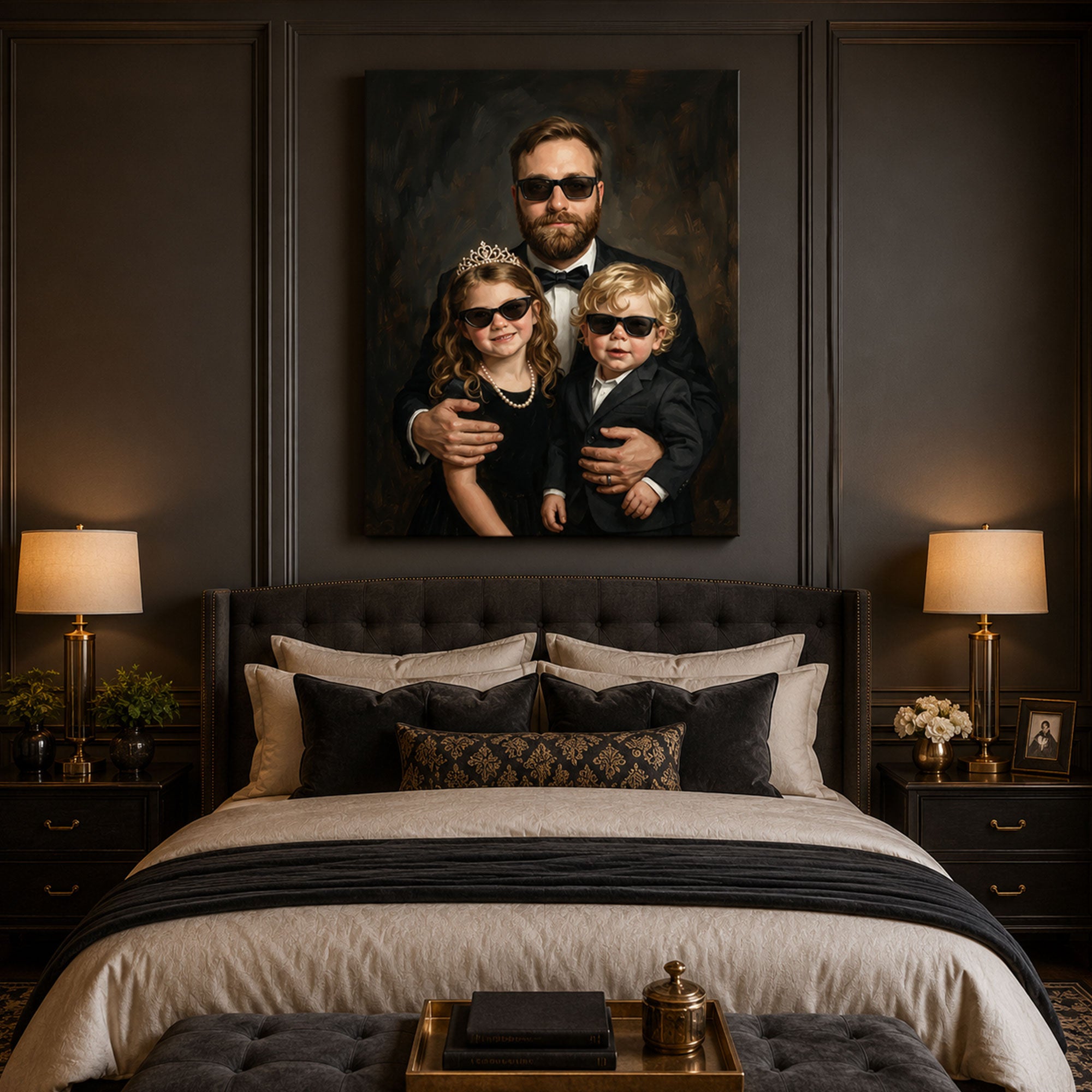 Custom Face For Dad The Icon Canvas Print, Personalized Father and Kids Portrait, Funny Father’s Day Gift
