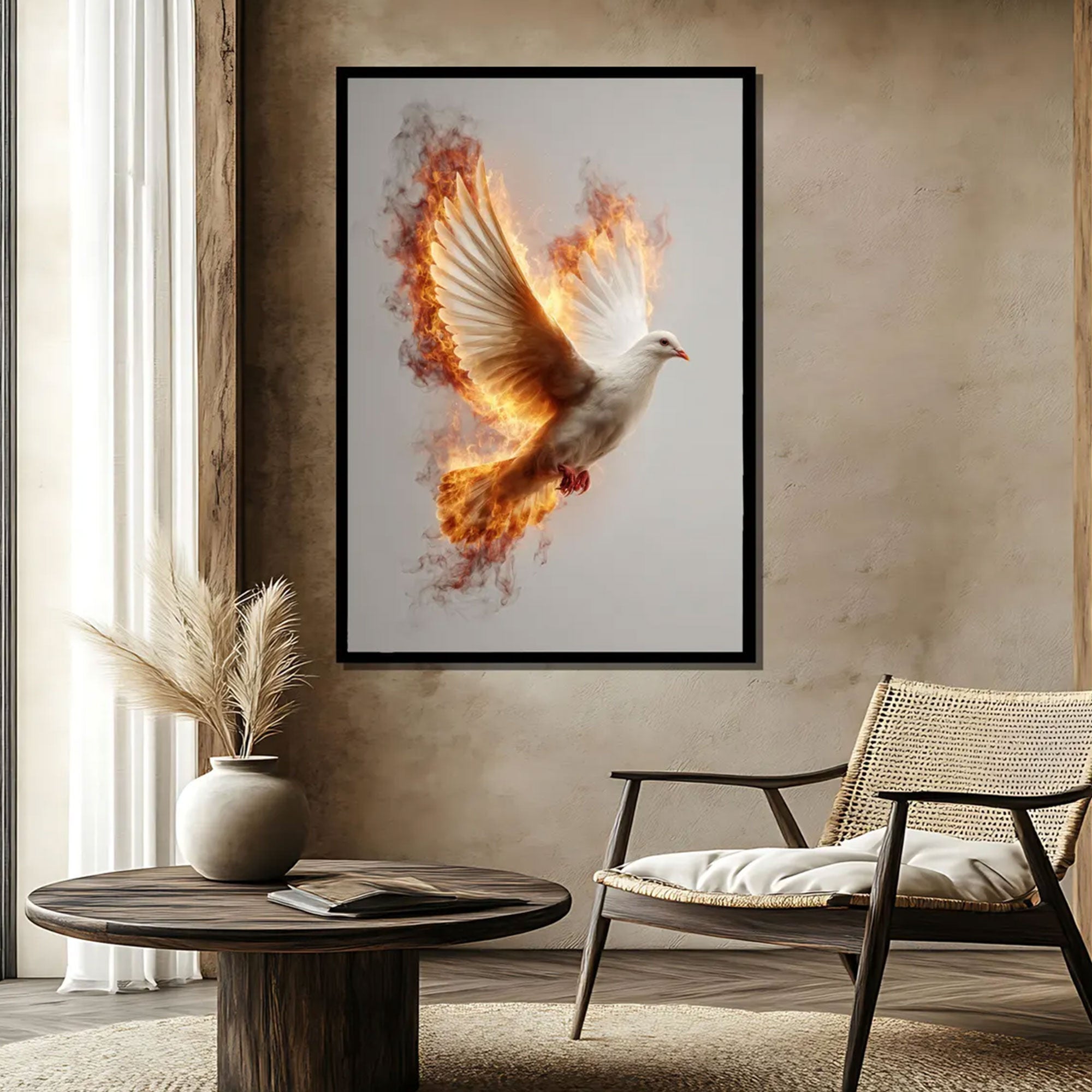 Holy Spirit Dove Canvas Print, Gold White Christian Wall Art, Symbol of Peace and Divine Presence, Spiritual Home Decor, Inspirational Faith Gift