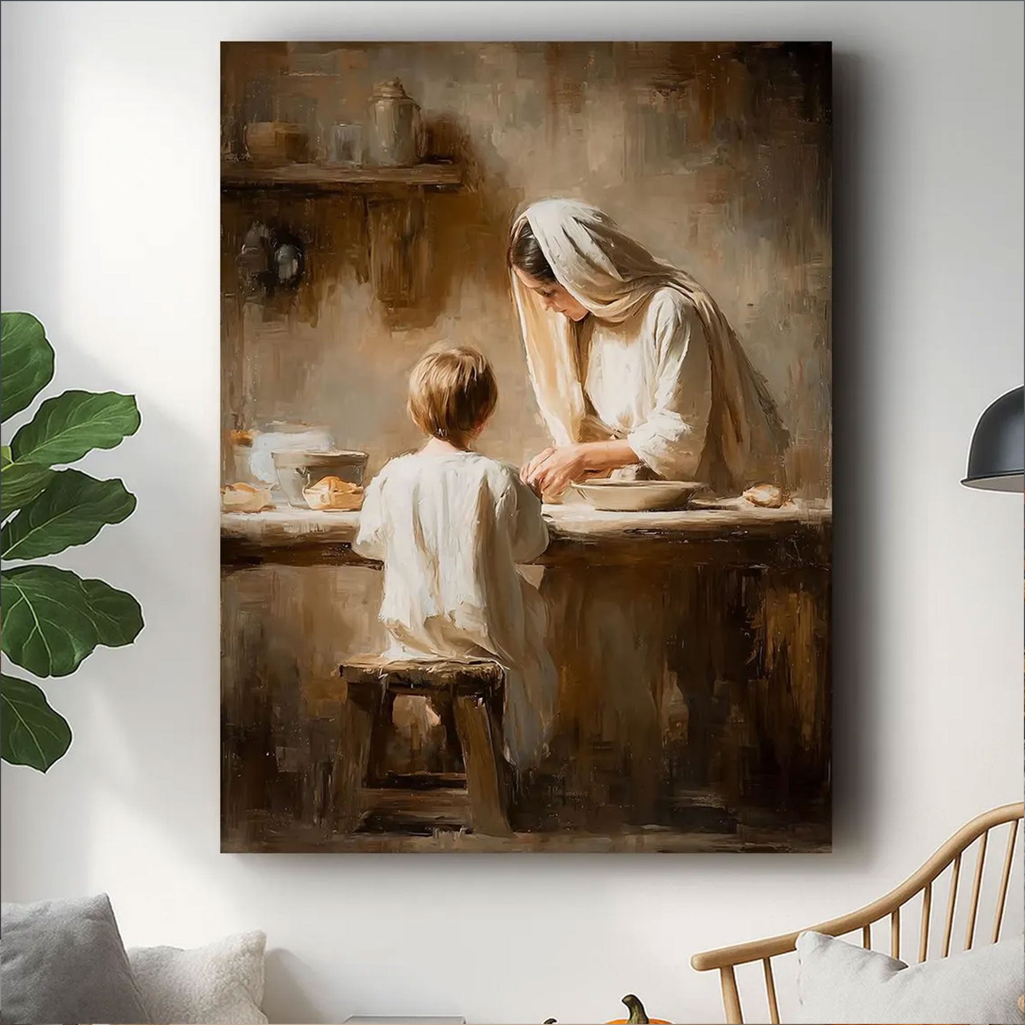 Virgin Mary and Child Canvas Print, Christian Motherhood Wall Art, Catholic Home Decor Gift