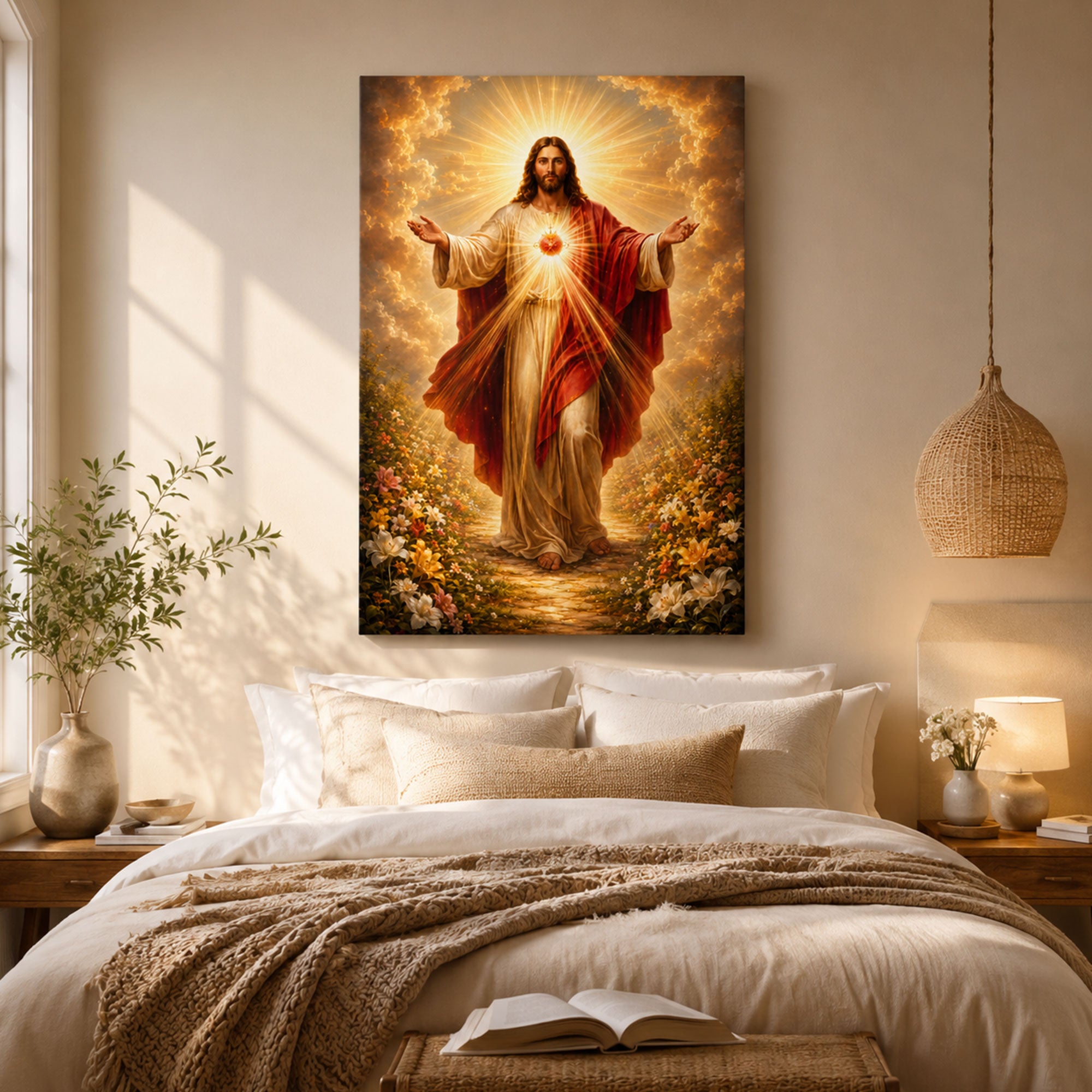 Sacred Heart of Jesus Matte Canvas Print, Catholic Christian Wall Art, Inspirational Faith Home Decor