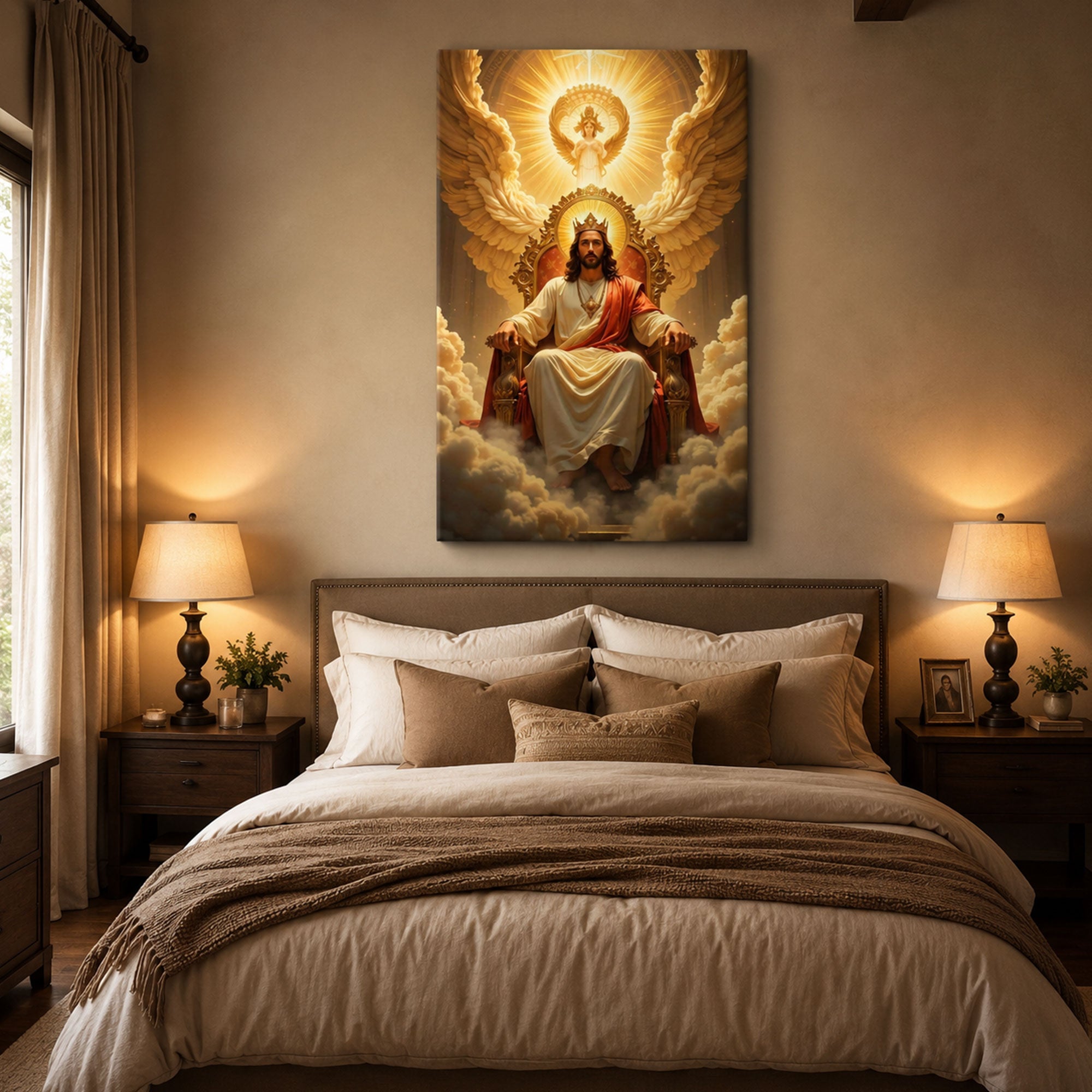 Jesus Christ Enthroned in Heaven Canvas Print Heavenly King Christian Wall Art Sacred Faith Home Decor