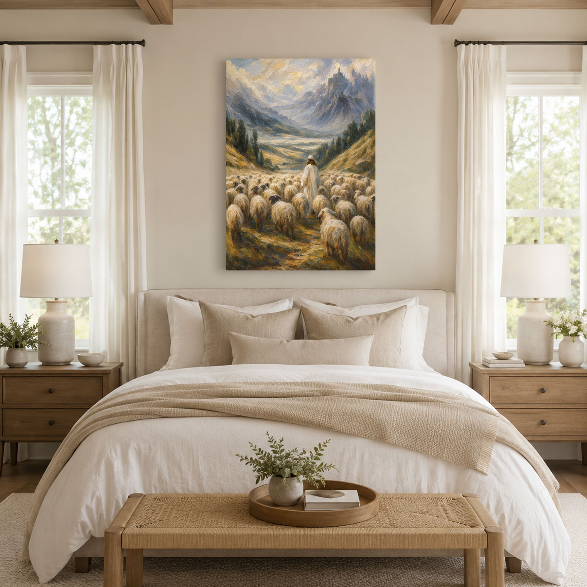 Jesus the Good Shepherd Canvas Print, Psalm 23 Christian Wall Decor, Faith Gift