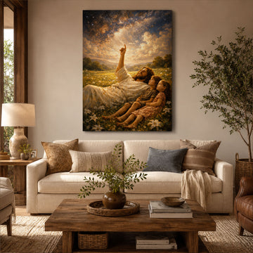Jesus Teaching Children Art Print Christian Wall Decor Faith Inspired Canvas Print