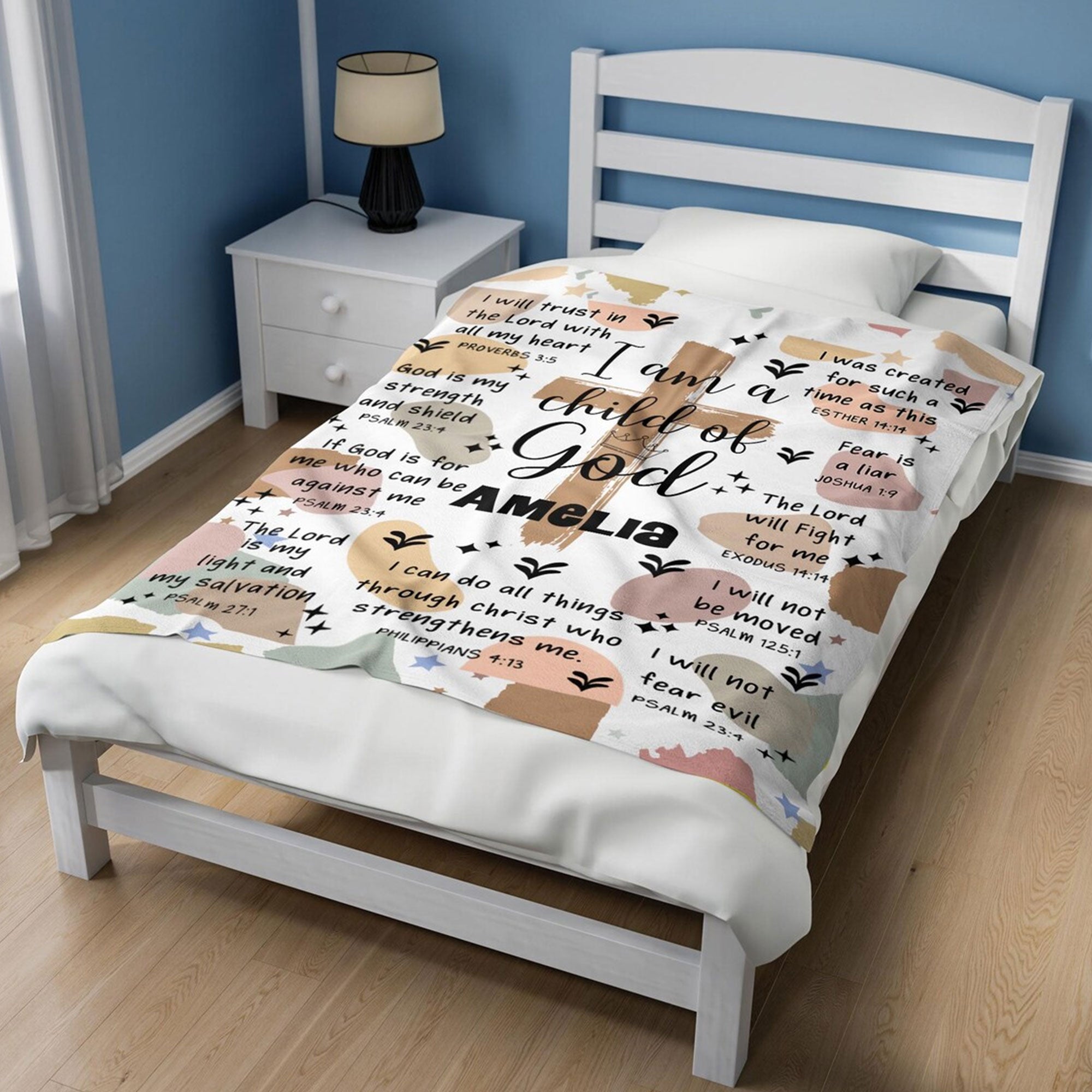 Personalized Christian Blanket, I Am A Child Of God Throw, Custom Name Bible Verse Blanket, Faith in God Scripture Gift, Christian Gift Idea
