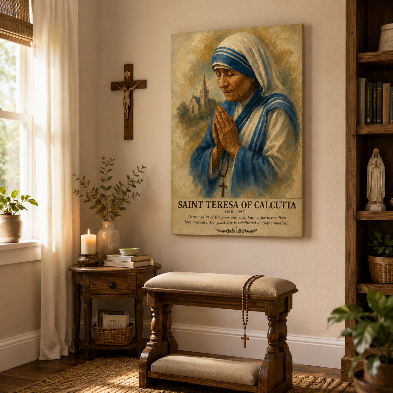 Saint Teresa of Calcutta Canvas Print - Perfect Catholic Prayer Corner Decor