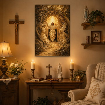 Risen Jesus with Angels Canvas Print, Resurrection of Christ, Christian Catholic Home Decor
