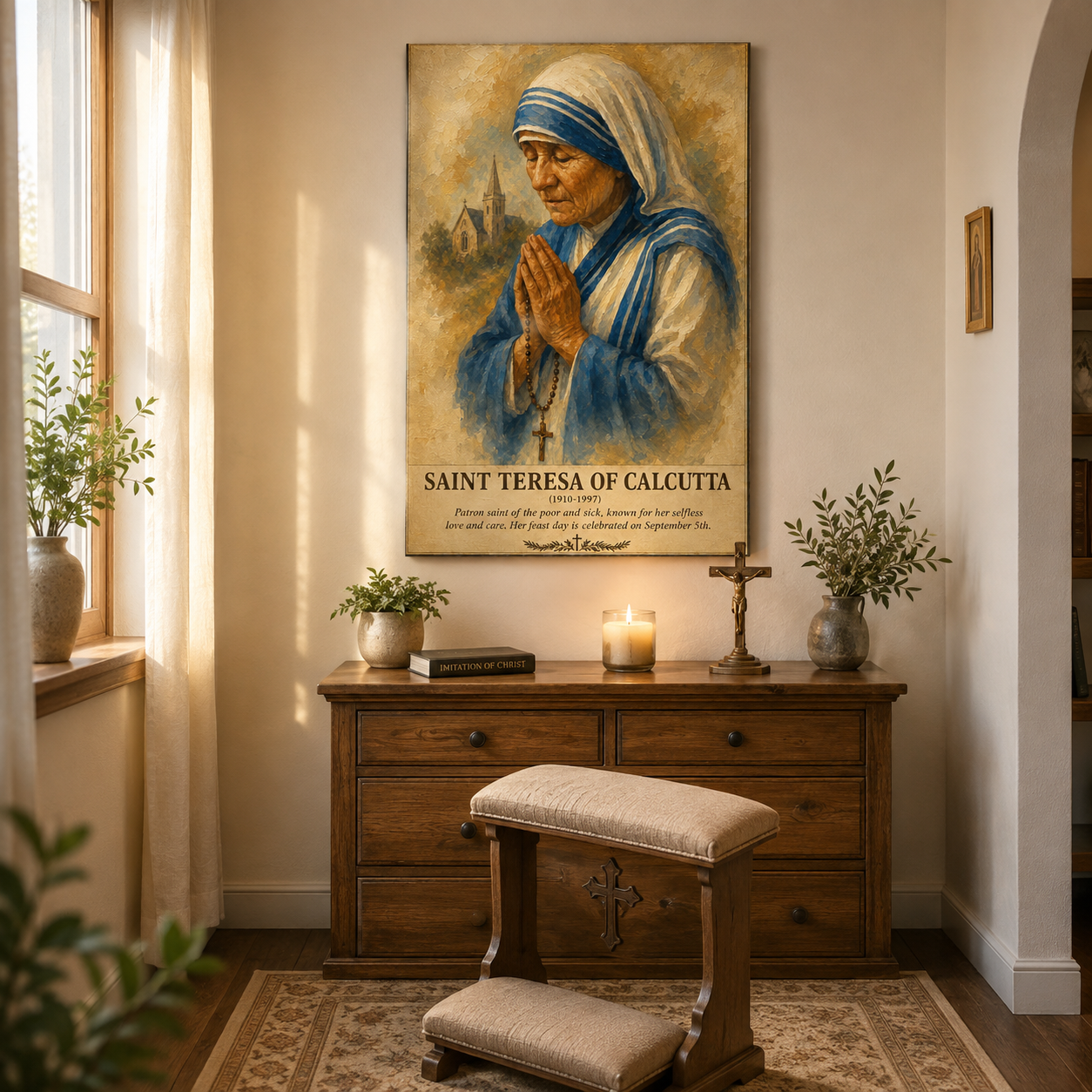 Saint Teresa of Calcutta Canvas Print - Perfect Catholic Prayer Corner Decor
