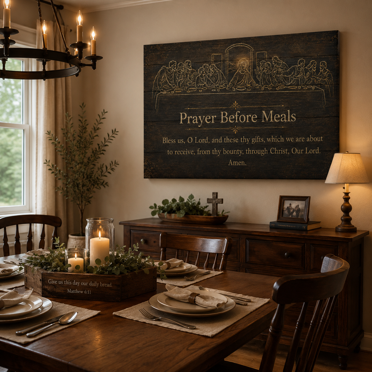 Last Supper Canvas Print - Bless Us O Lord Prayer Wall Art