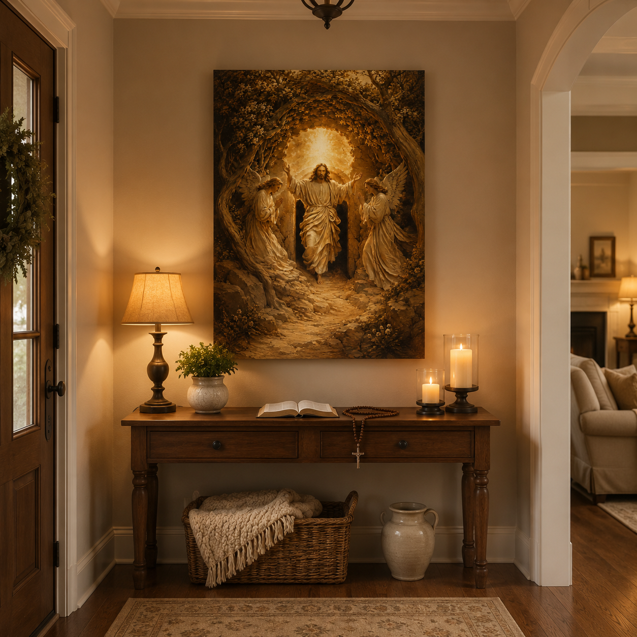Risen Jesus with Angels Canvas Print, Resurrection of Christ, Christian Catholic Home Decor