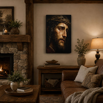 Jesus Crown of Thorns Canvas Print, Passion of Christ Catholic Wall Decor