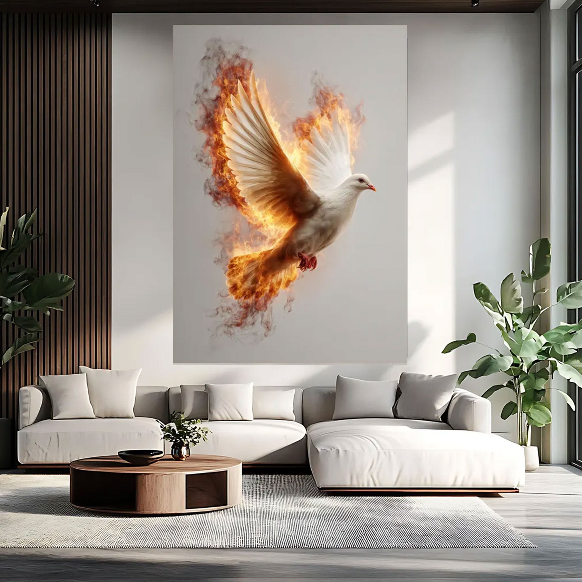 Holy Spirit Dove Canvas Print, Gold White Christian Wall Art, Symbol of Peace and Divine Presence, Spiritual Home Decor, Inspirational Faith Gift
