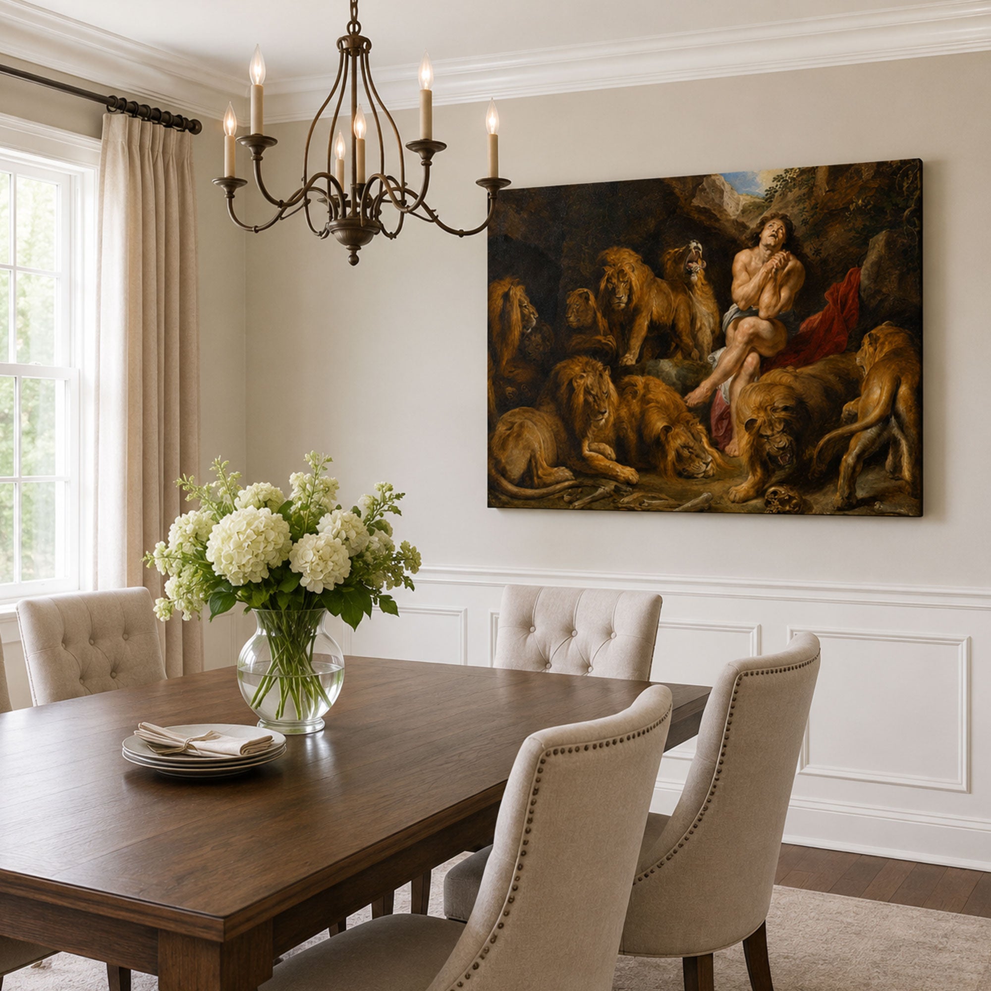 Daniel Praying Among the Lions Canvas Print, Christian Home Decor