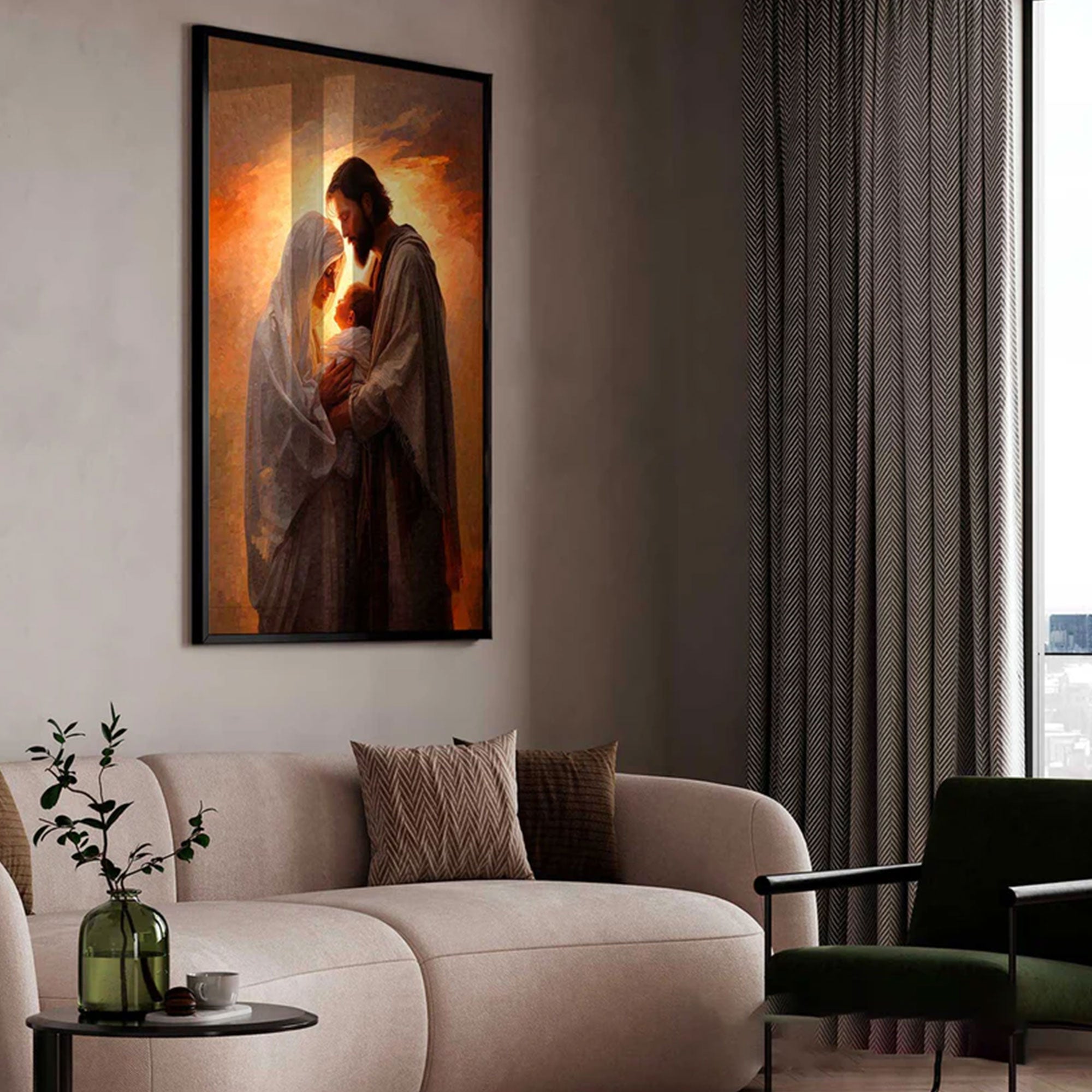 Realistic Holy Family Canvas Print, Jesus Mary Joseph Wall Art, Christian Family Decor, Sacred Religious Artwork