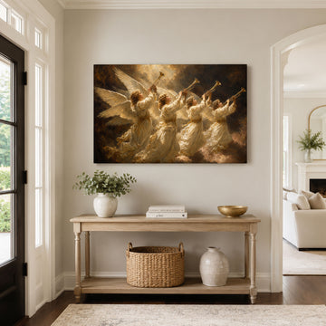 Heavenly Angels with Trumpets Canvas Print, Christian Home Decor