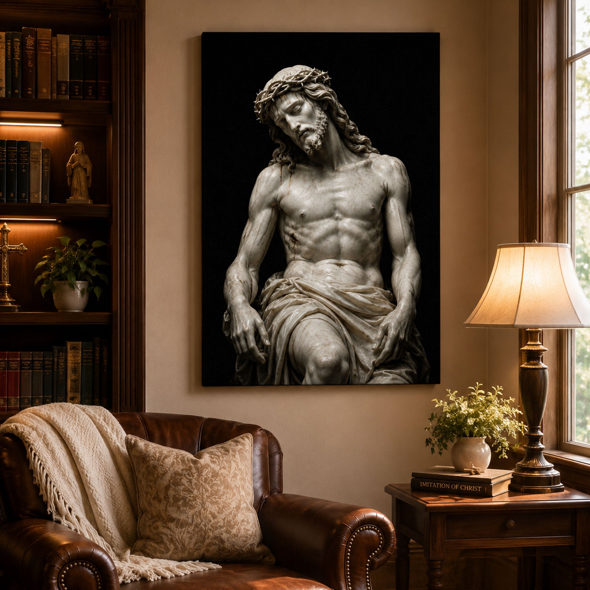 Jesus Crown of Thorns Canvas Print, Catholic Passion Wall Art, Faith Home Decor Gift