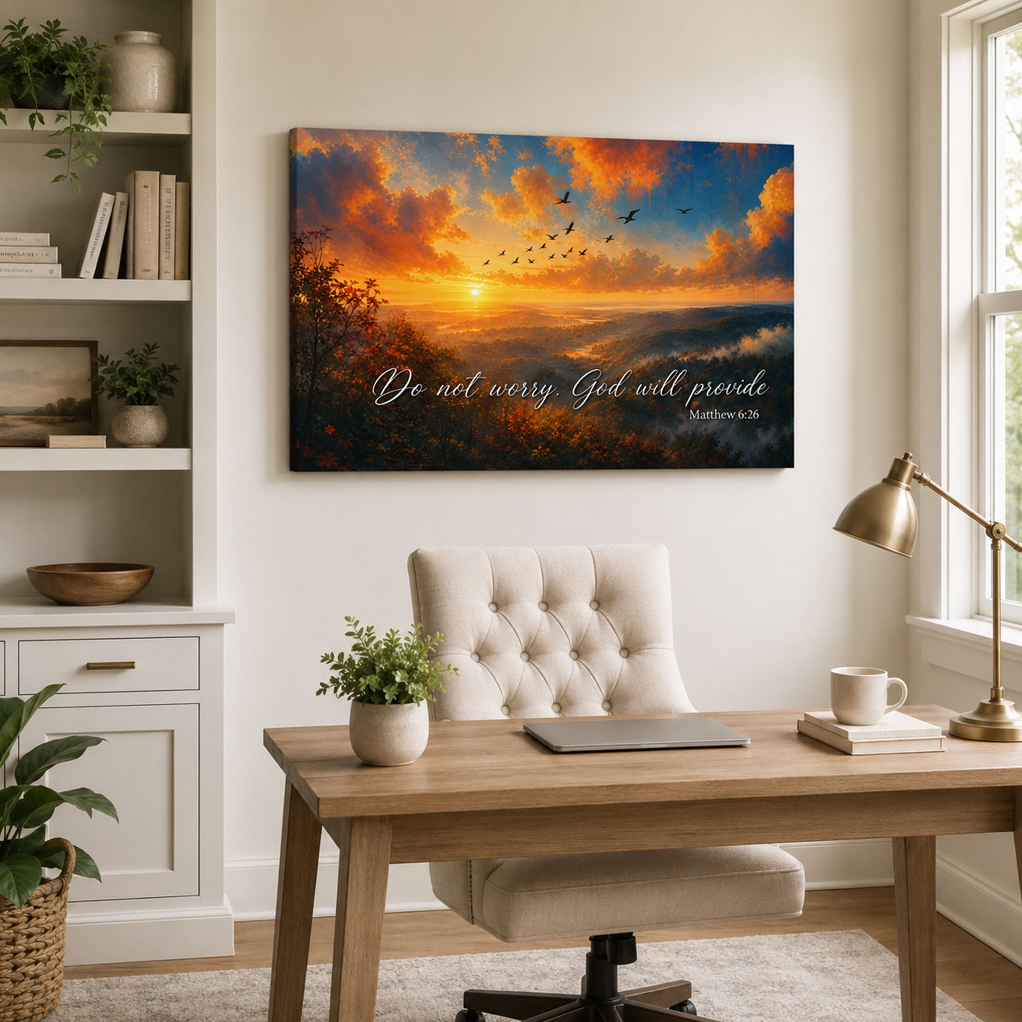Matthew 6:26 God Will Provide Canvas Print, Christian Home Decor