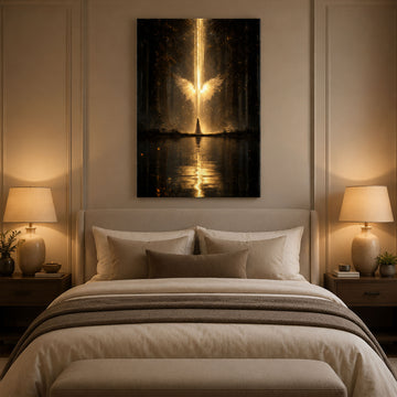 Guardian Angel of Divine Light Canvas Print, Christian Protection Wall Art, Faith Home Decor Gift