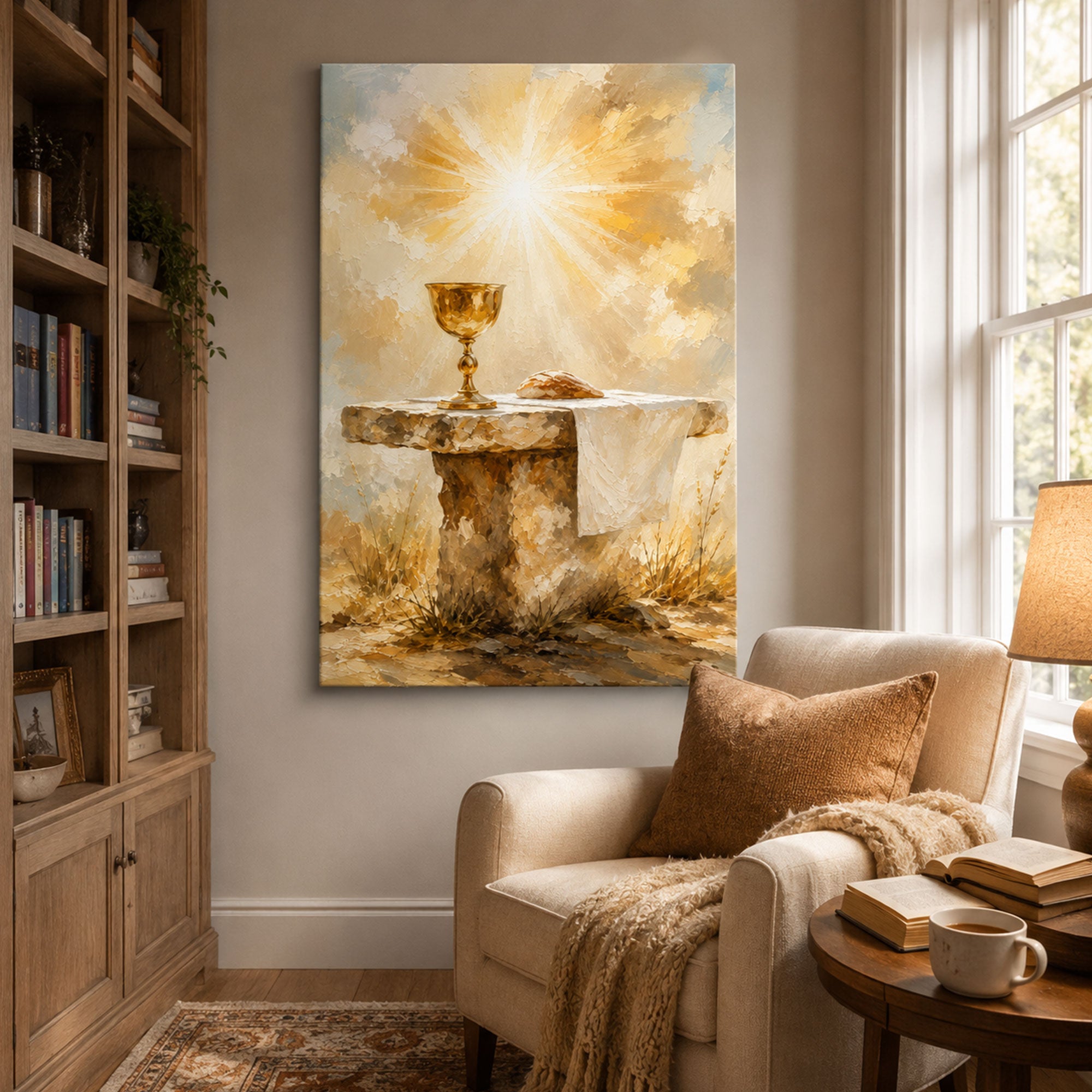 Holy Eucharist Canvas Print, Catholic Chalice Wall Art, First Communion Gift, Christian Home Decor