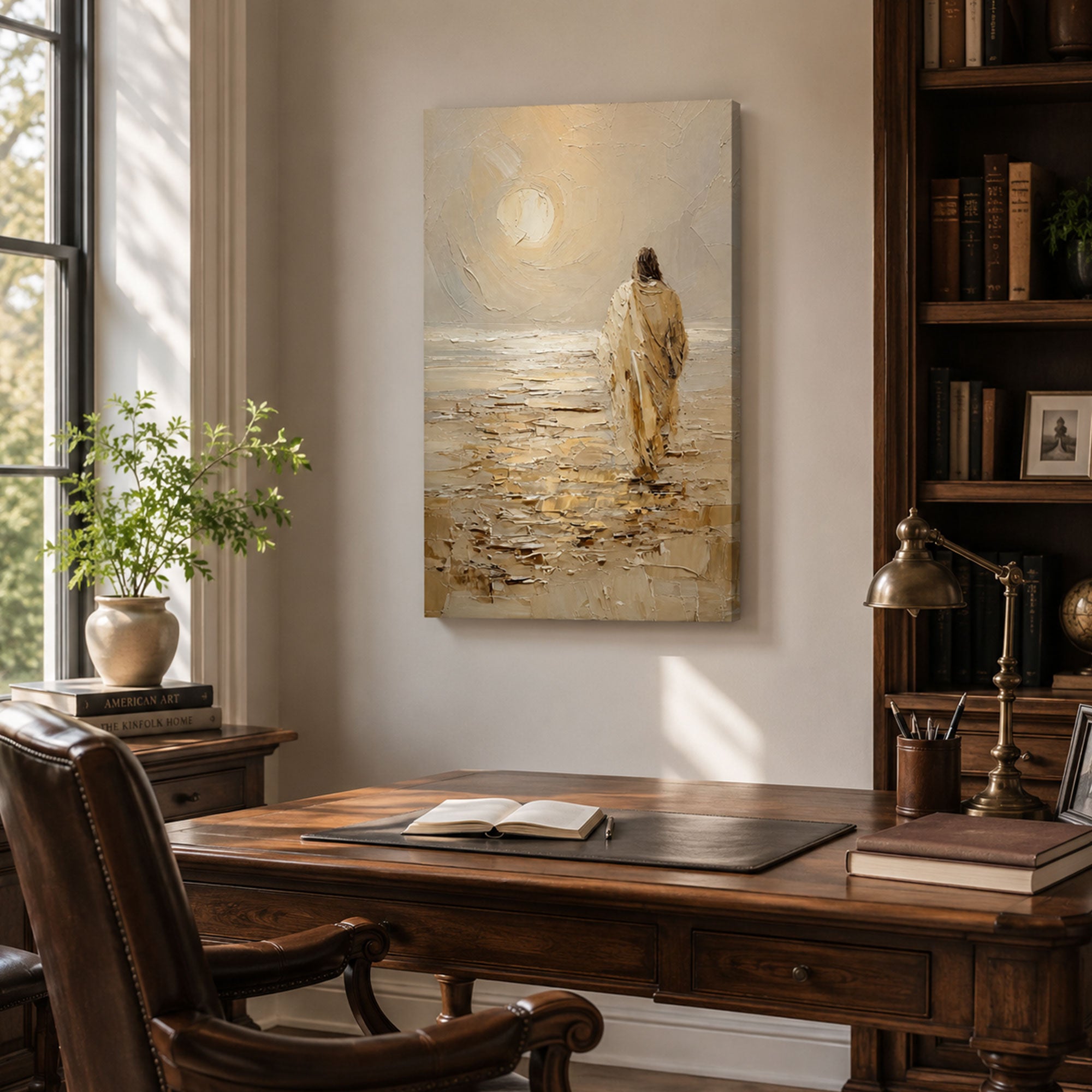 Jesus Walking by the Sea Canvas Print, Christian Home Decor
