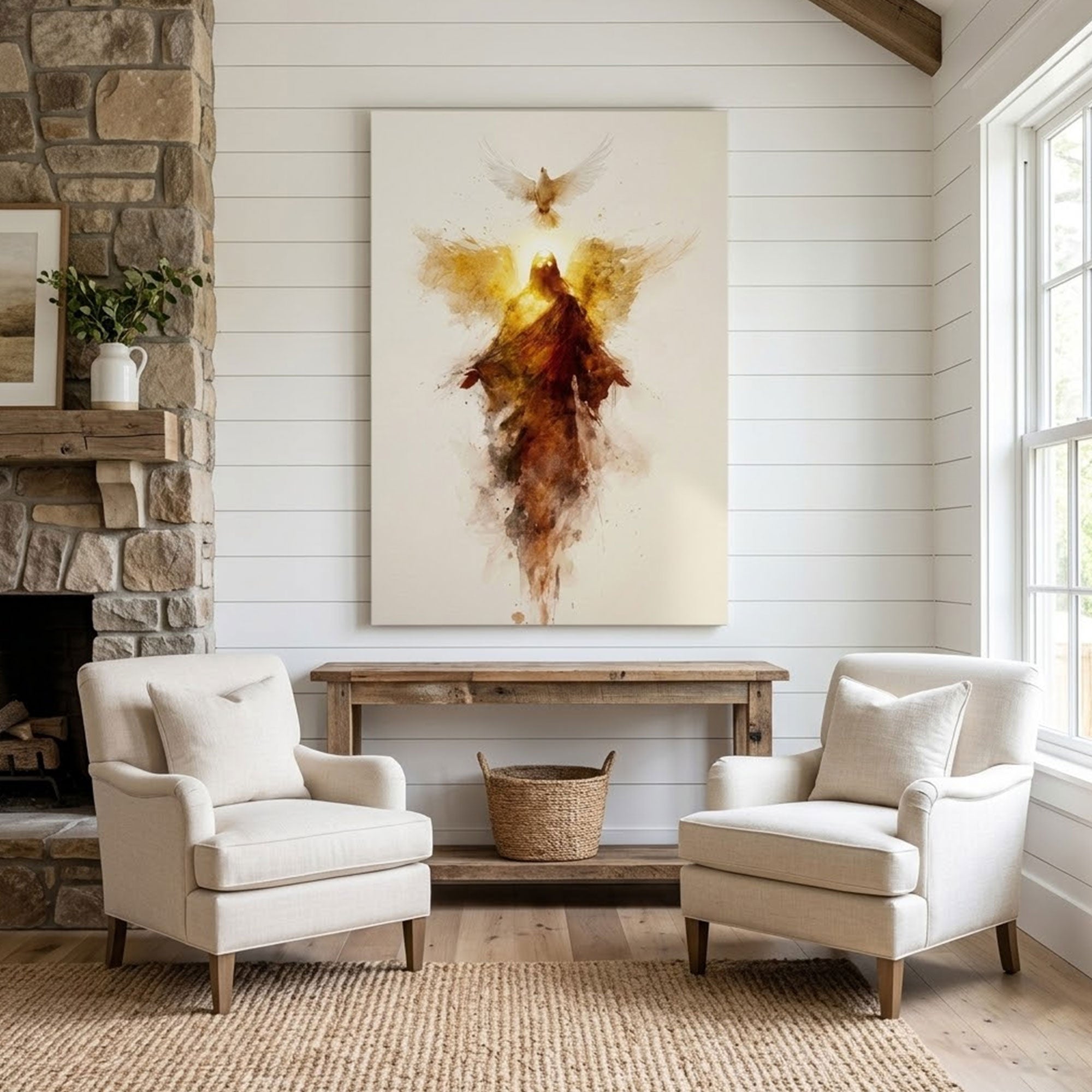Holy Trinity Abstract Watercolor Canvas Print, Christian Catholic Wall Art, Spiritual Faith Home Decor