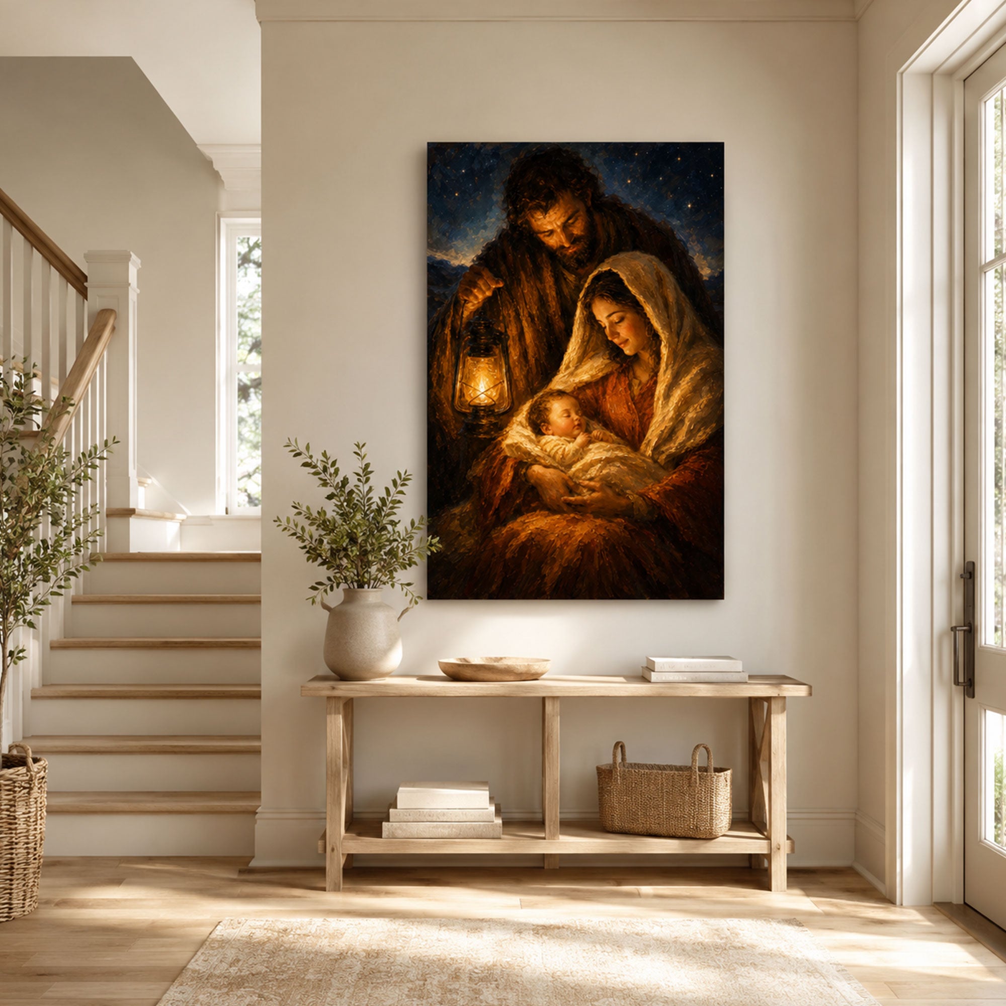 Holy Family Nativity Canvas Print, Baby Jesus Mary and Joseph Christian Wall Decor, Christmas Faith Gift