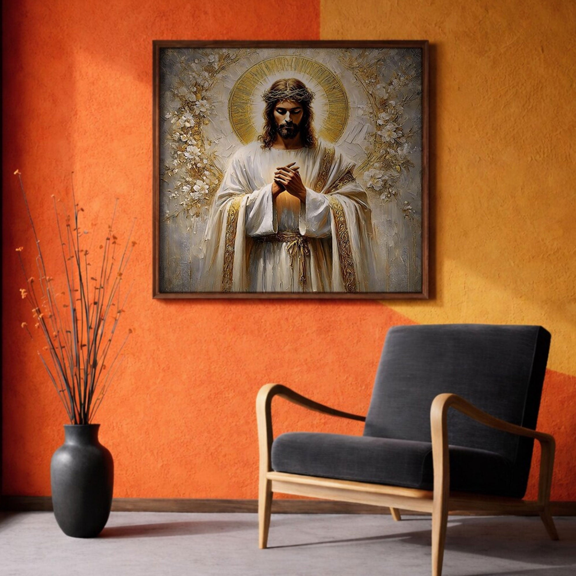 Jesus Christ Canvas Print, Christ the Redeemer Christian Wall Art, Prayer Home Decor
