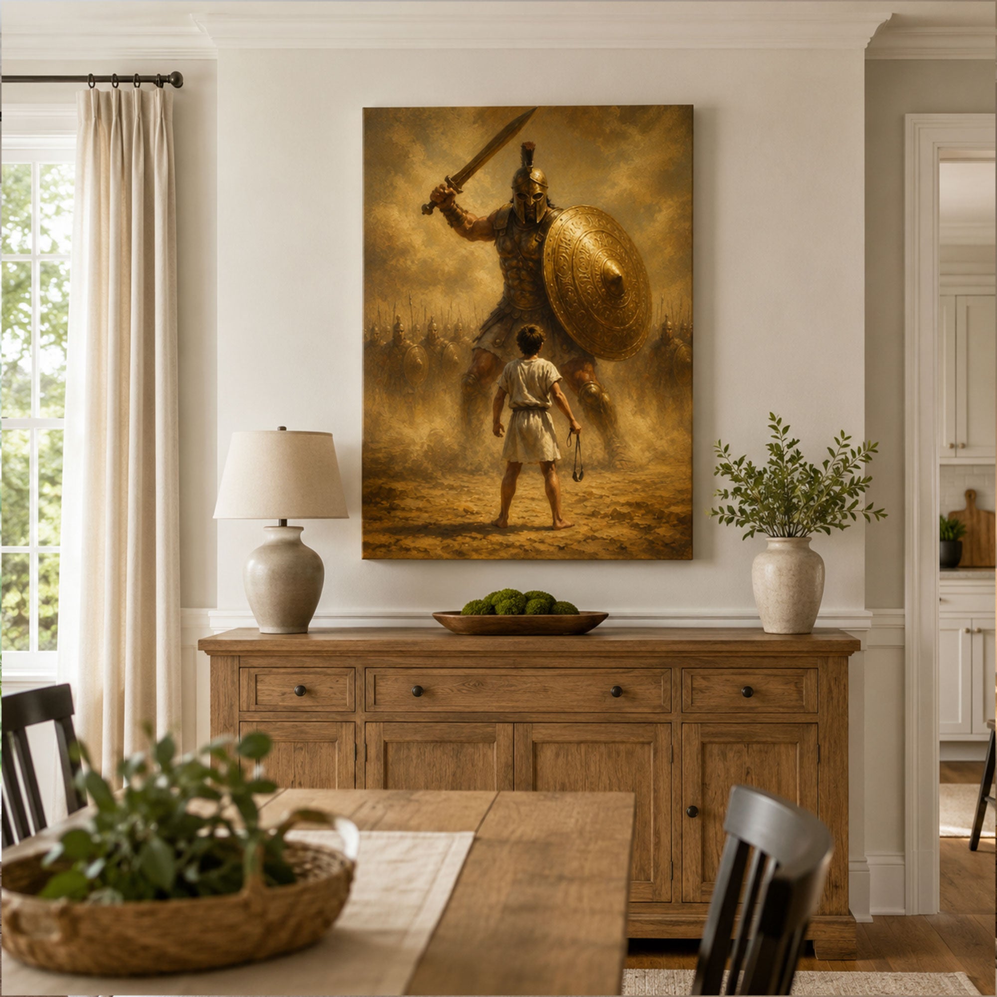 The Battle Is the Lord’s David and Goliath Canvas Print, Christian Home Decor