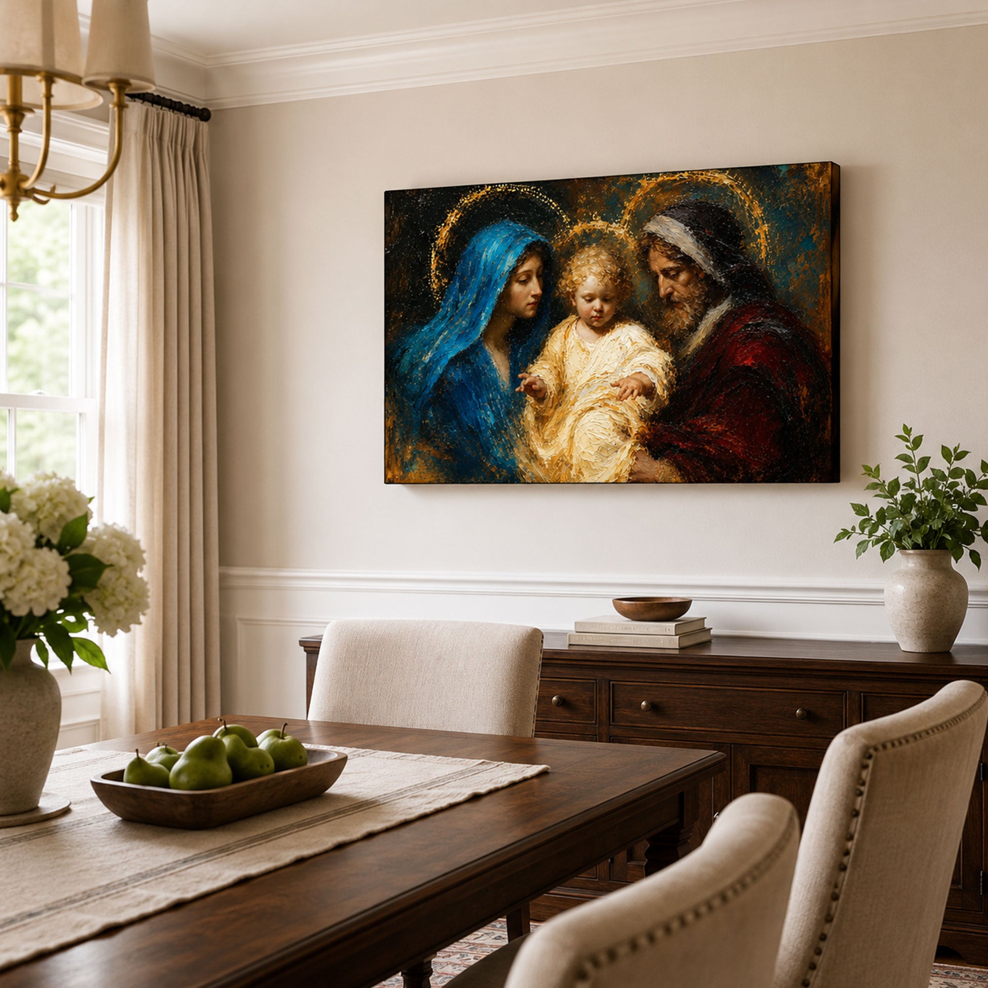 Holy Family with Baby Jesus Canvas Print, Catholic Home Decor