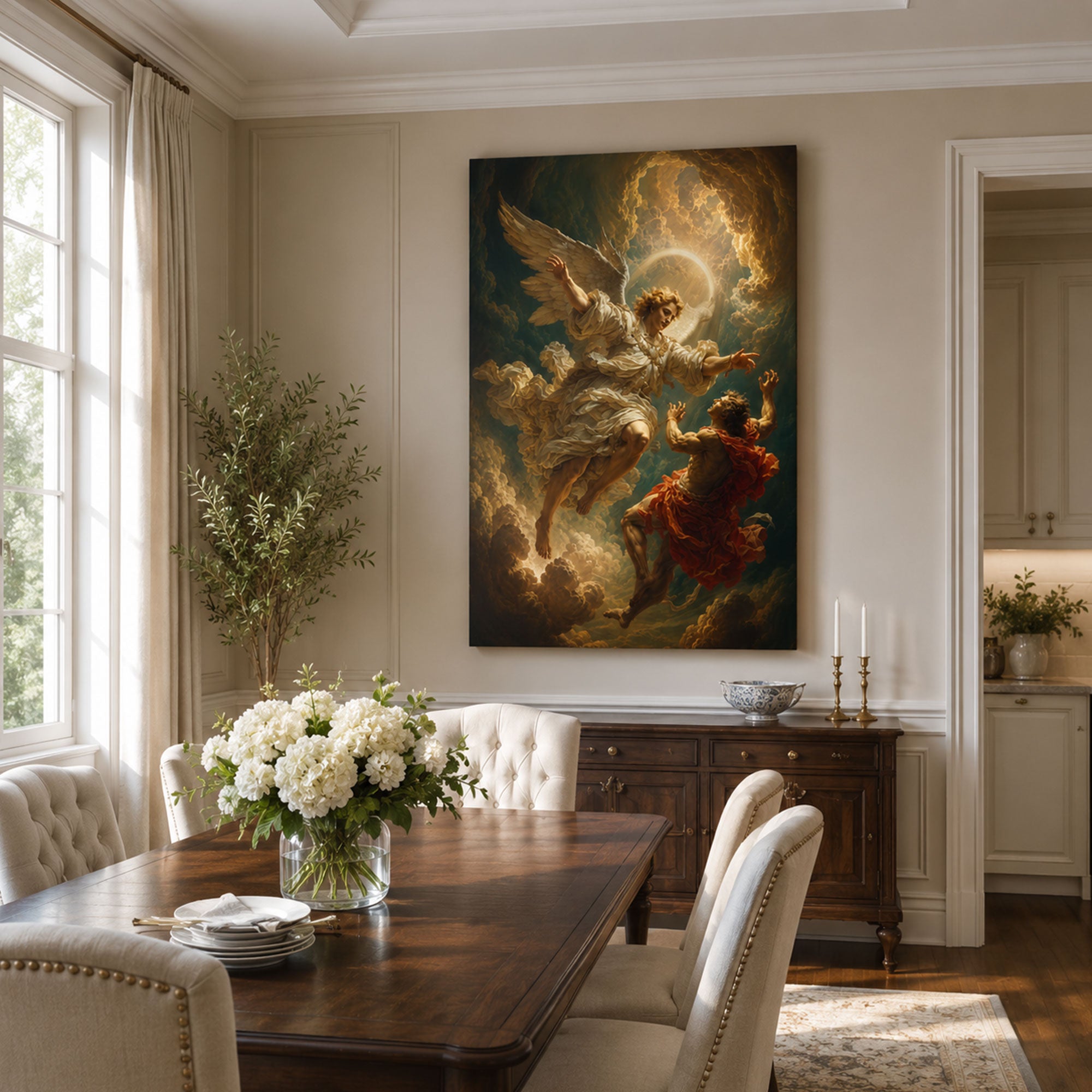 Heavenly Angel Rescue Canvas Print, Christian Faith Wall Decor Gift