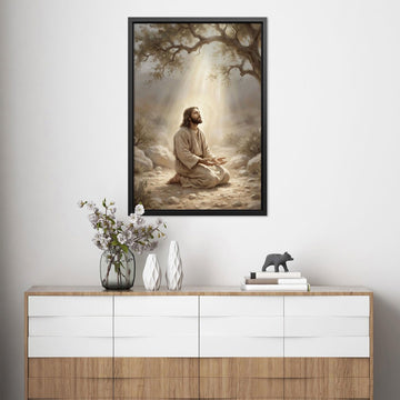 Jesus Praying Canvas Print, Christian Wall Art, Prayer Inspired Religious Home Decor Gift