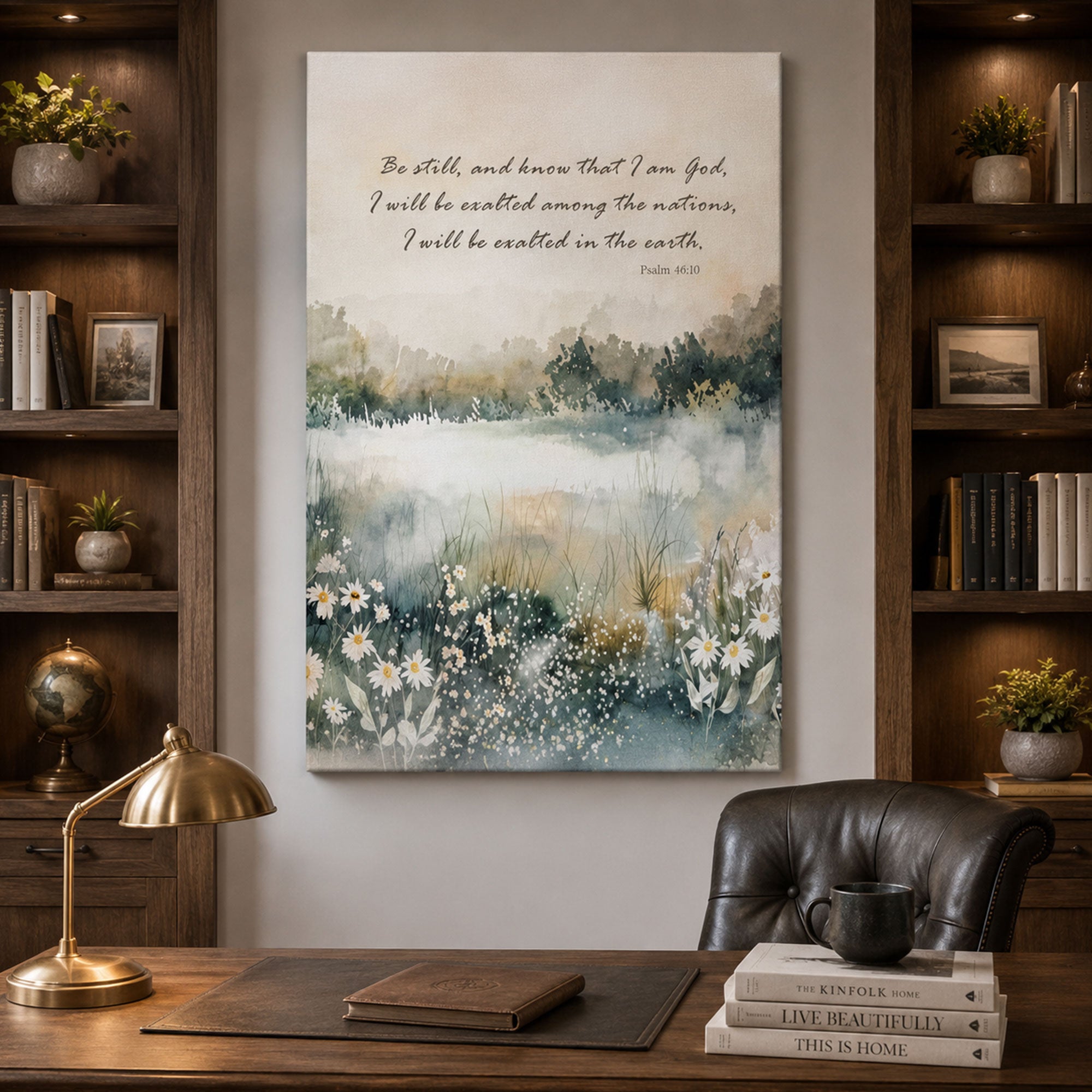 Be Still and Know That I Am God Canvas Print, Psalm 46:10 Scripture Wall Art, Neutral Christian Home Decor