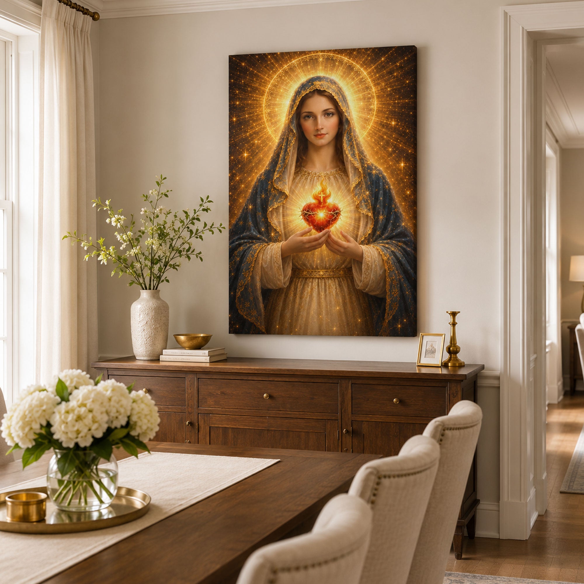 Immaculate Heart of Mary Canvas Print, Catholic Home Decor