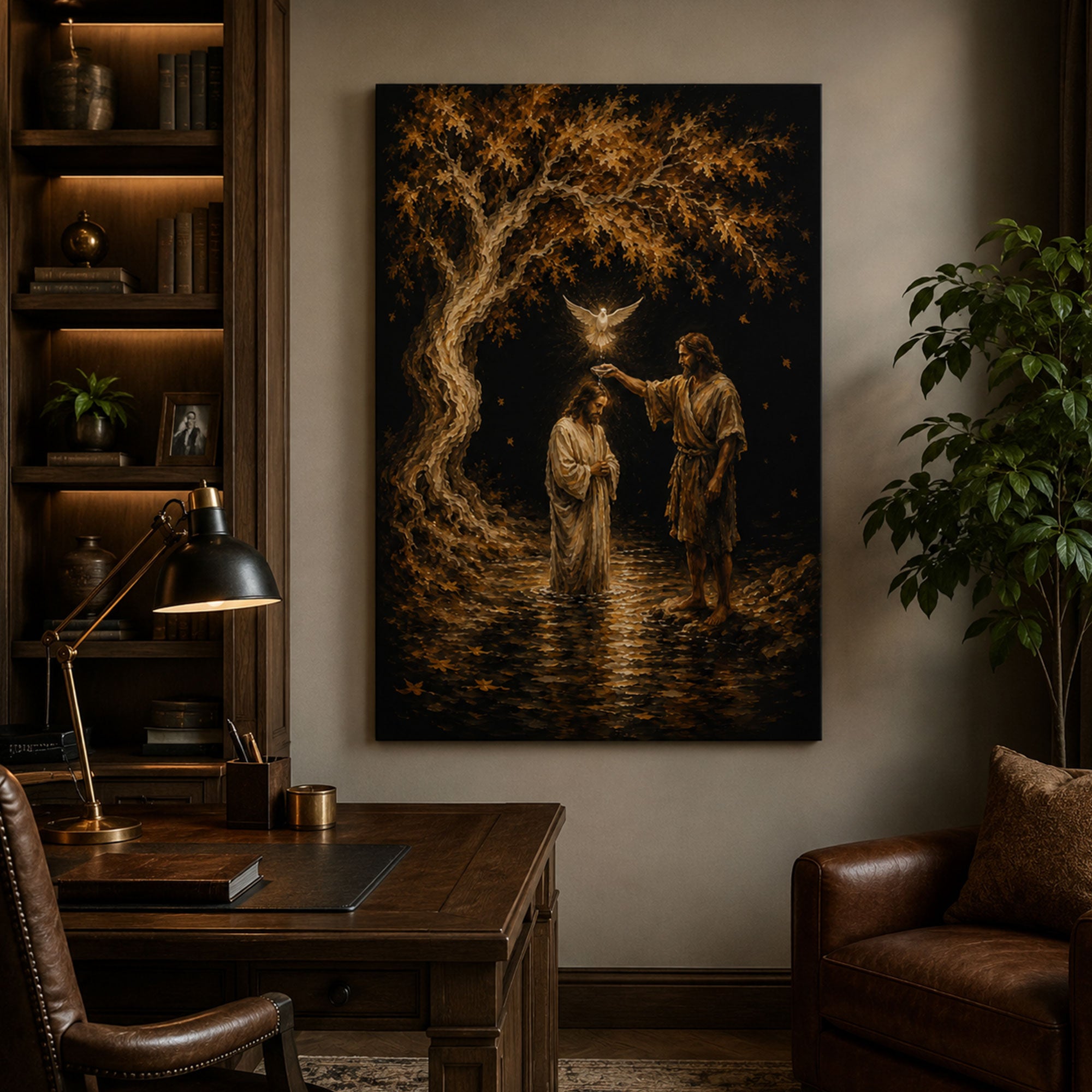 Baptism of Jesus Canvas Print, John the Baptist Christian Wall Art, Holy Spirit Faith Home Decor