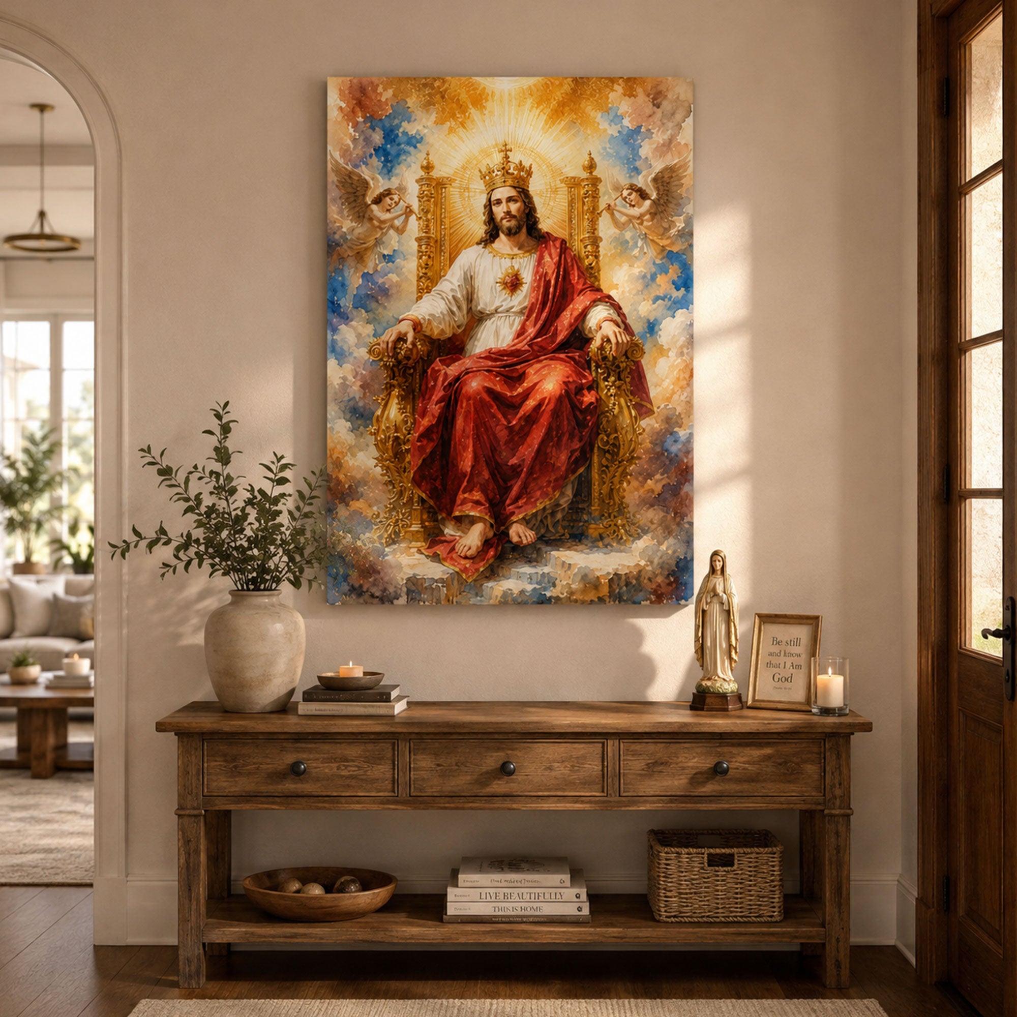Christ the King on His Heavenly Throne Canvas Print, Catholic Home Decor