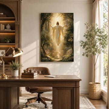 Jesus in Heavenly Light Canvas Print, Christian Home Decor