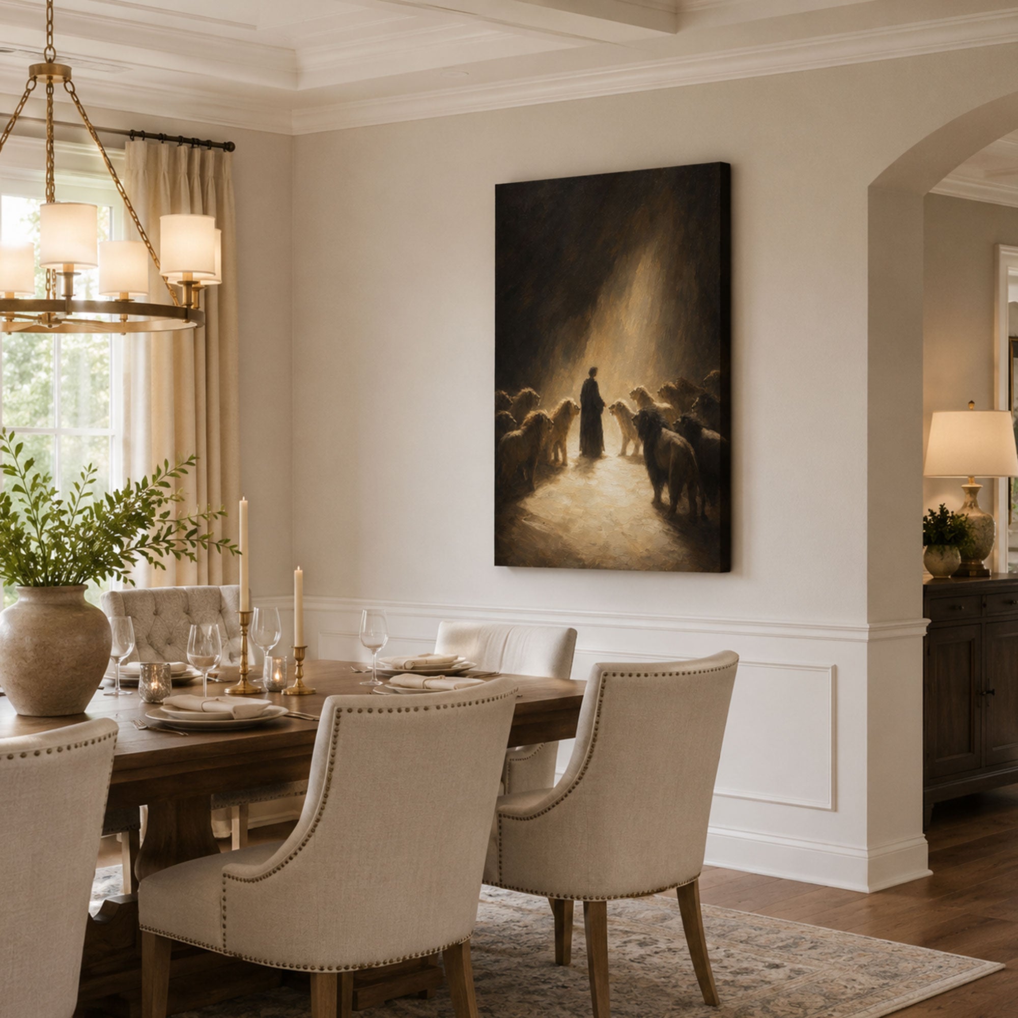 Daniel in the Den of Divine Protection Canvas Print, Religious Home Decor