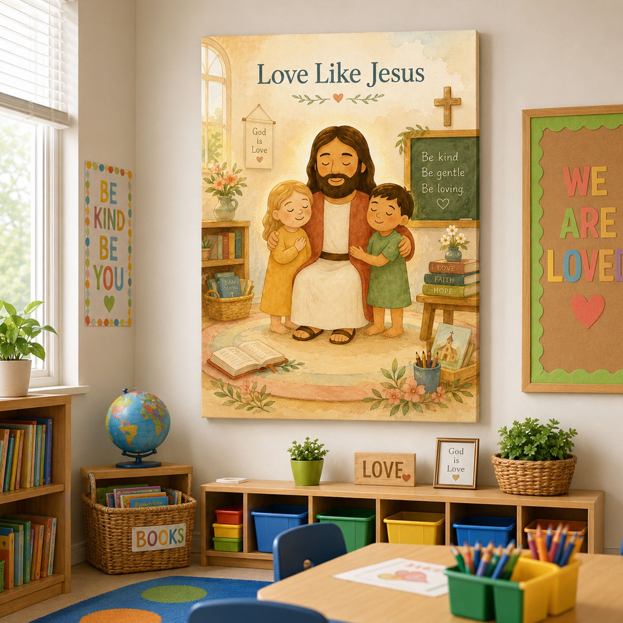Love Like Jesus Canvas Print Christian Kids Wall Art Bible Classroom Nursery Faith Decor
