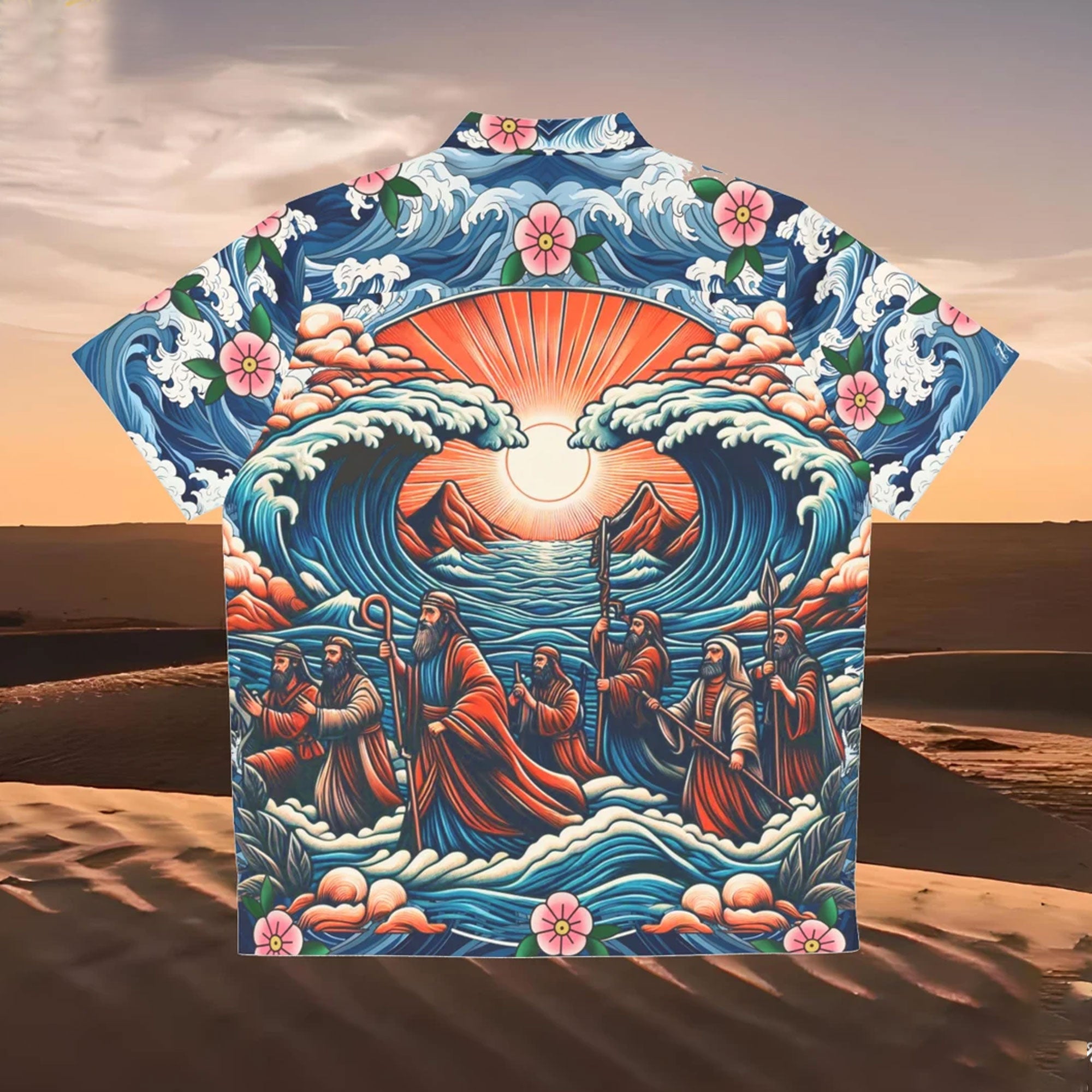 Moses Crossing the Red Sea Hawaiian Shirt, Bible Story Christian Apparel, Catholic Faith Gift for Men Women