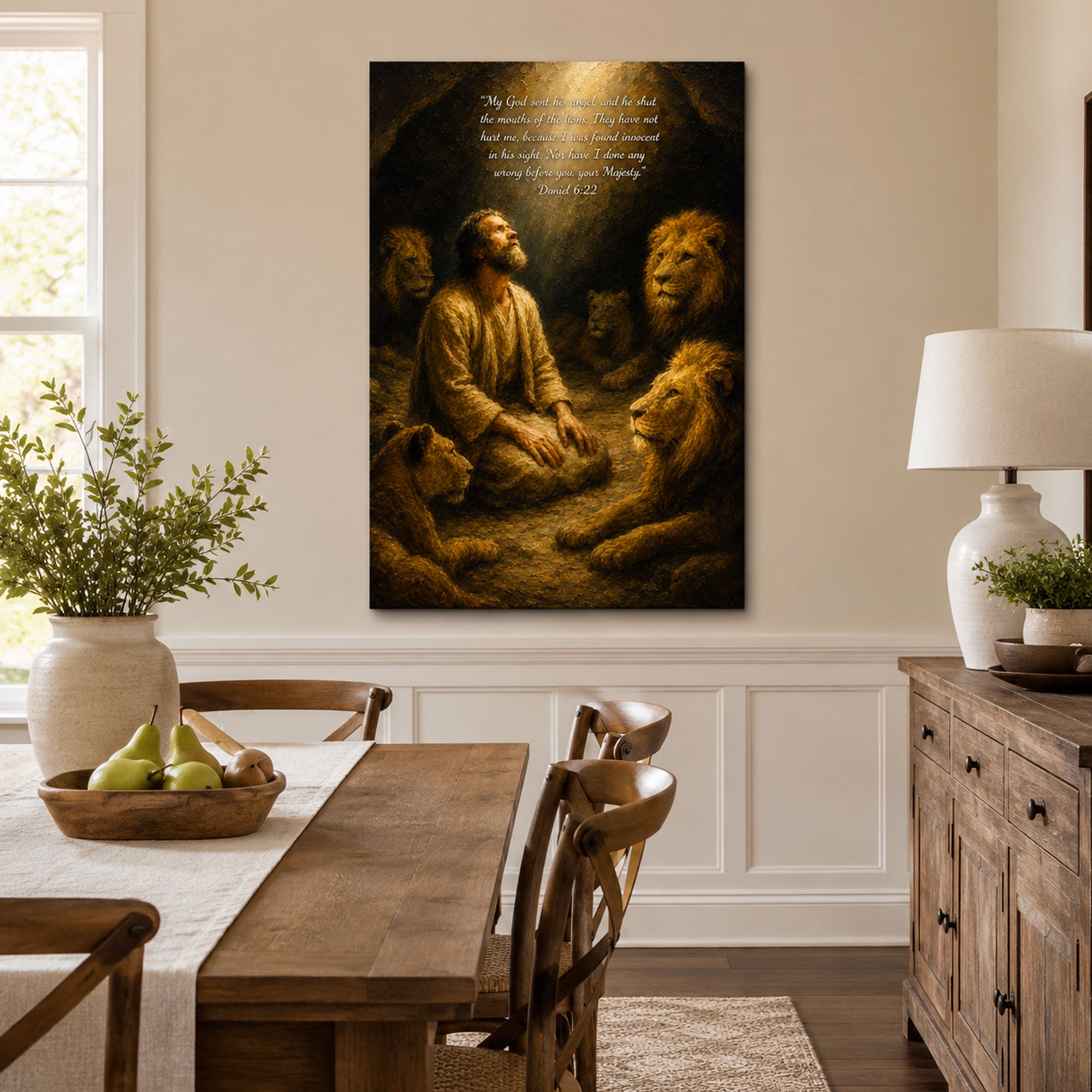 Daniel 6:22 My God Sent His Angel Canvas Print, Christian Home Decor