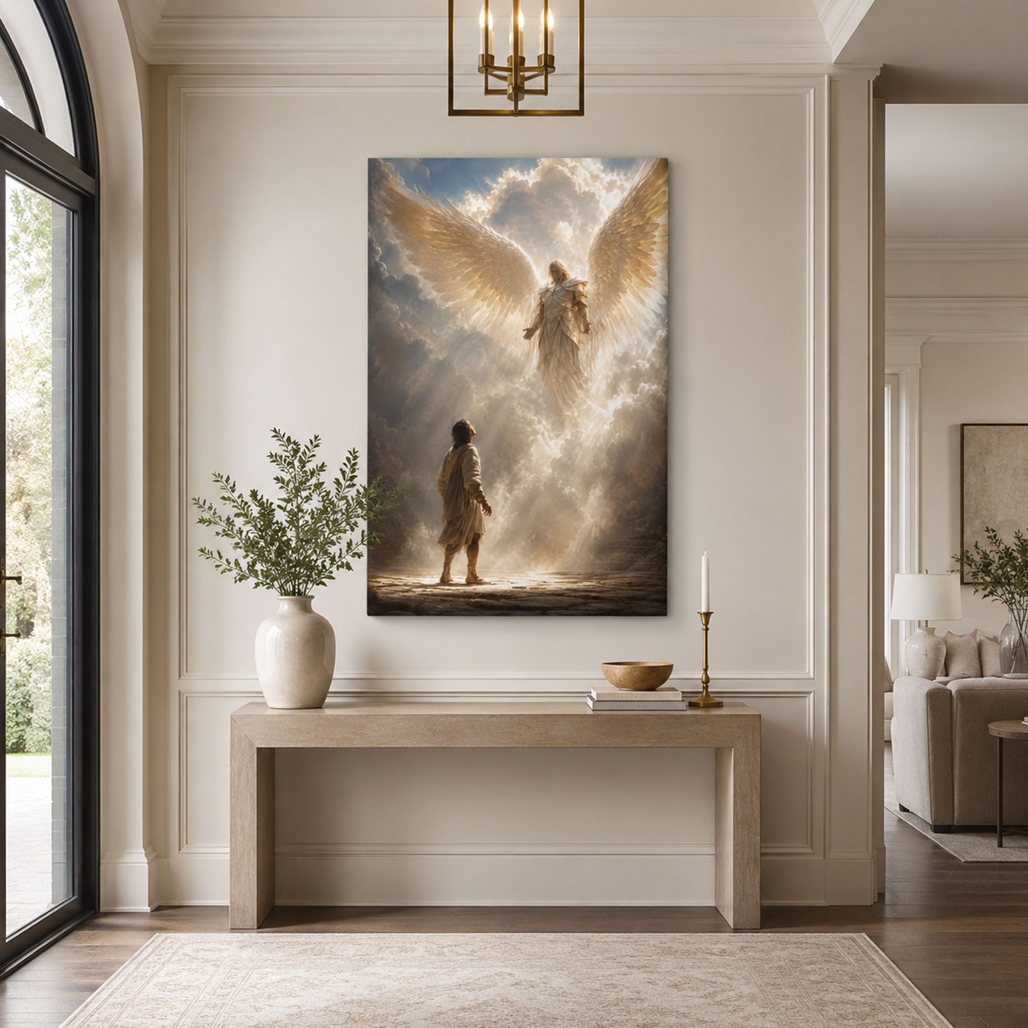 Guardian Angel Protection Canvas Print, Heavenly Christian Wall Decor, Faith Gift